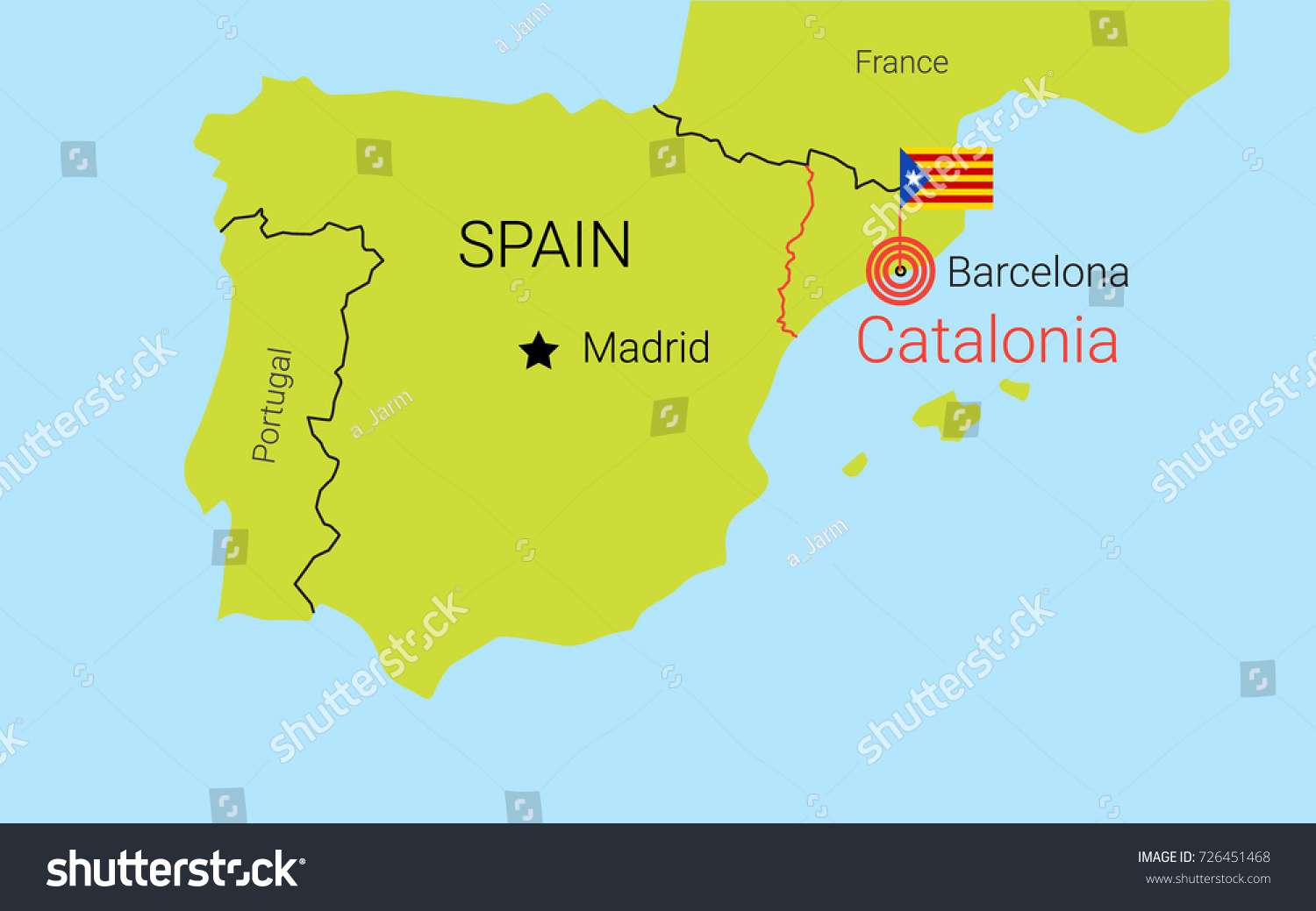 √ Barcelona Catalonia Spain Map / Location Map Showing A Spain B ...