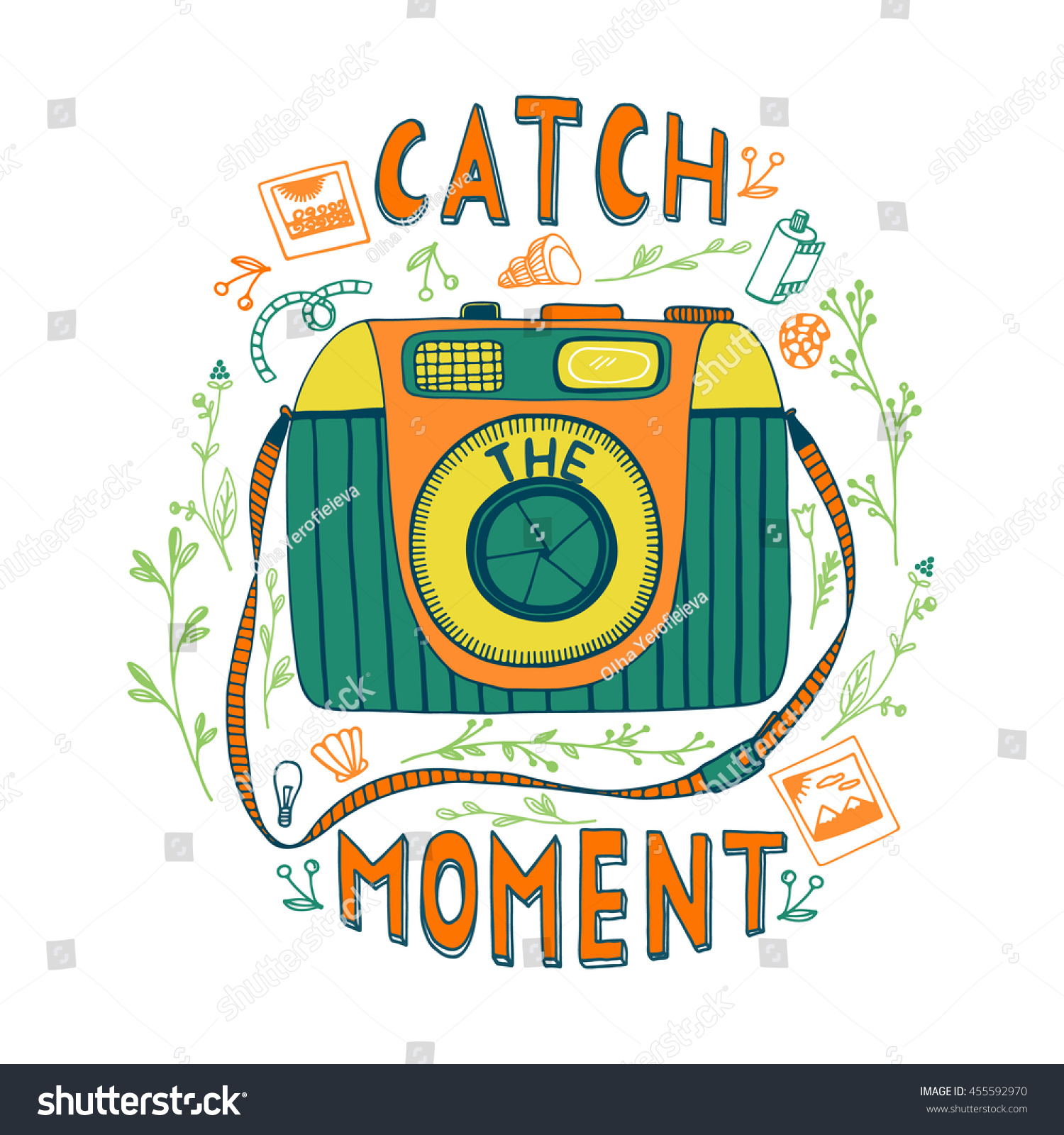 Catch Moment Motivational Quote Hand Drawn Stock Vector Royalty Free