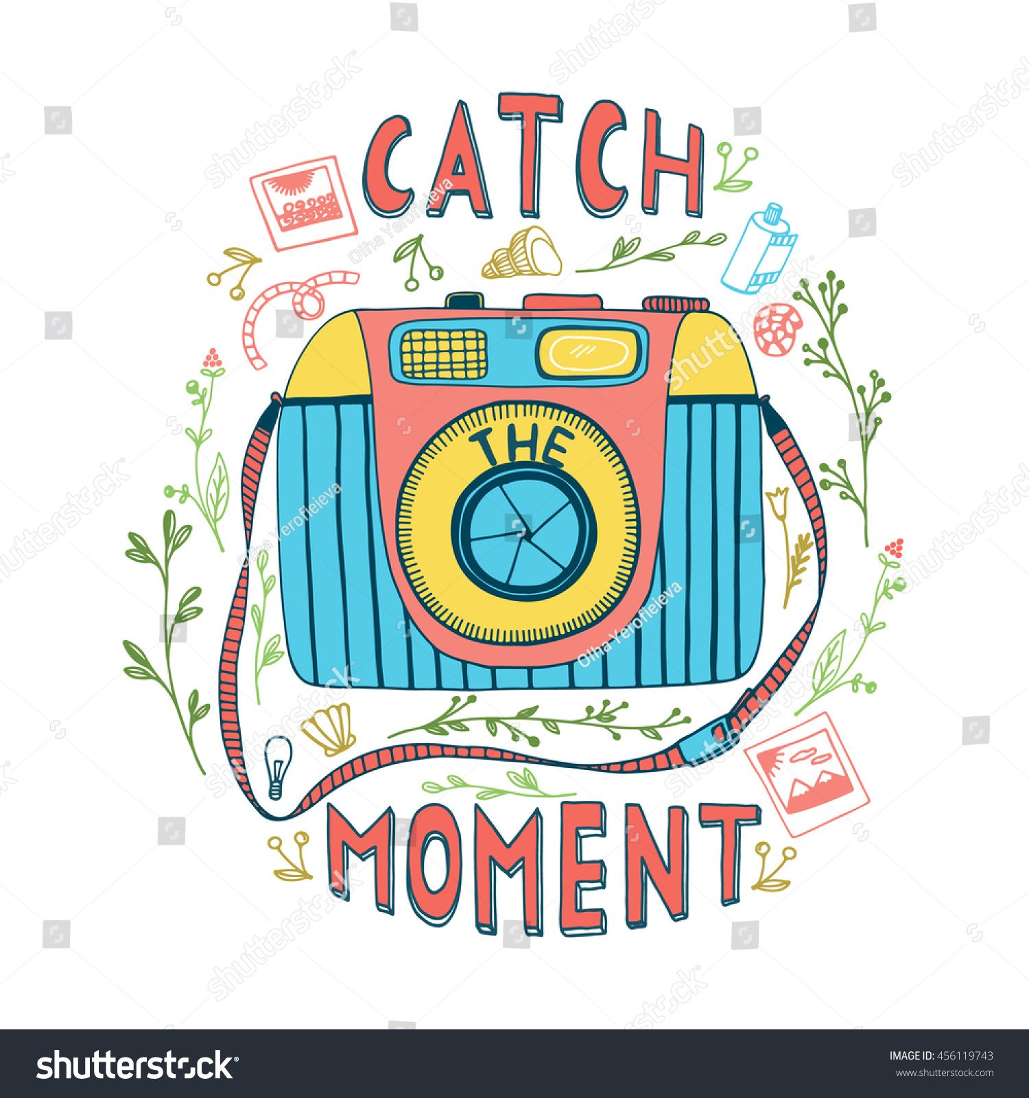 Catch Moment Motivational Quote Hand Drawn Stock Vector Royalty Free 456119743
