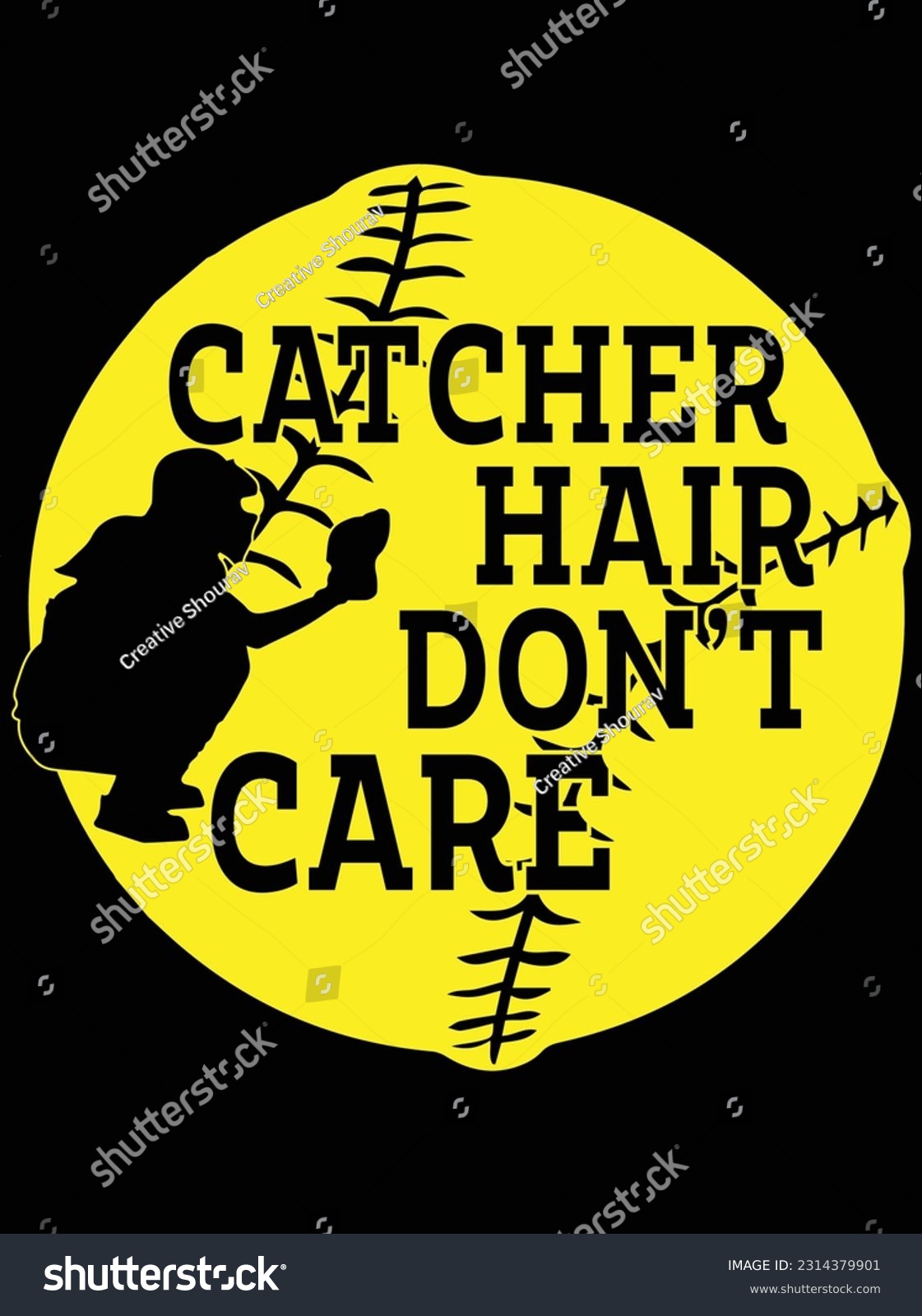 SVG of Catcher hair don't care vector art design, eps file. design file for t-shirt. SVG, EPS cuttable design file svg