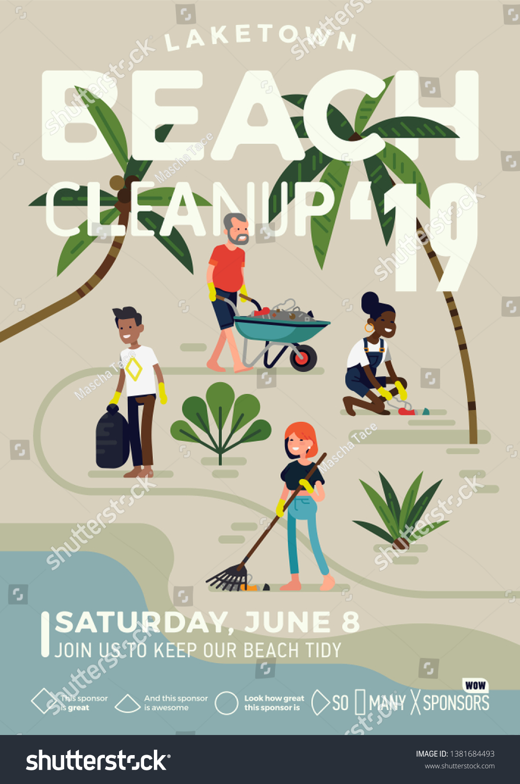 Catchy Beach Cleanup Event Banner Poster: Vector De Stock (libre De 