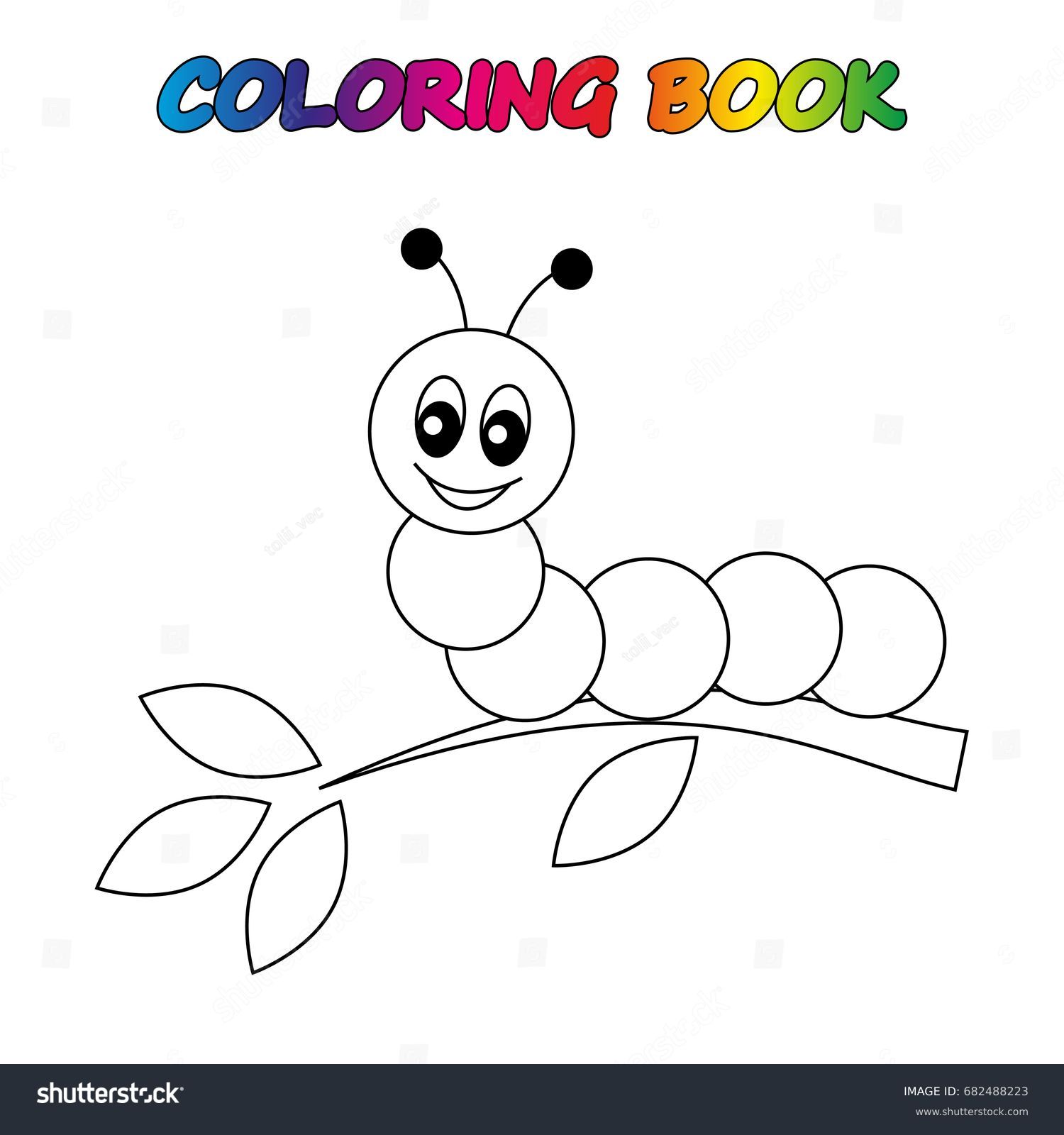 Caterpillar Coloring Book Coloring Page Educate Stock Vector ...