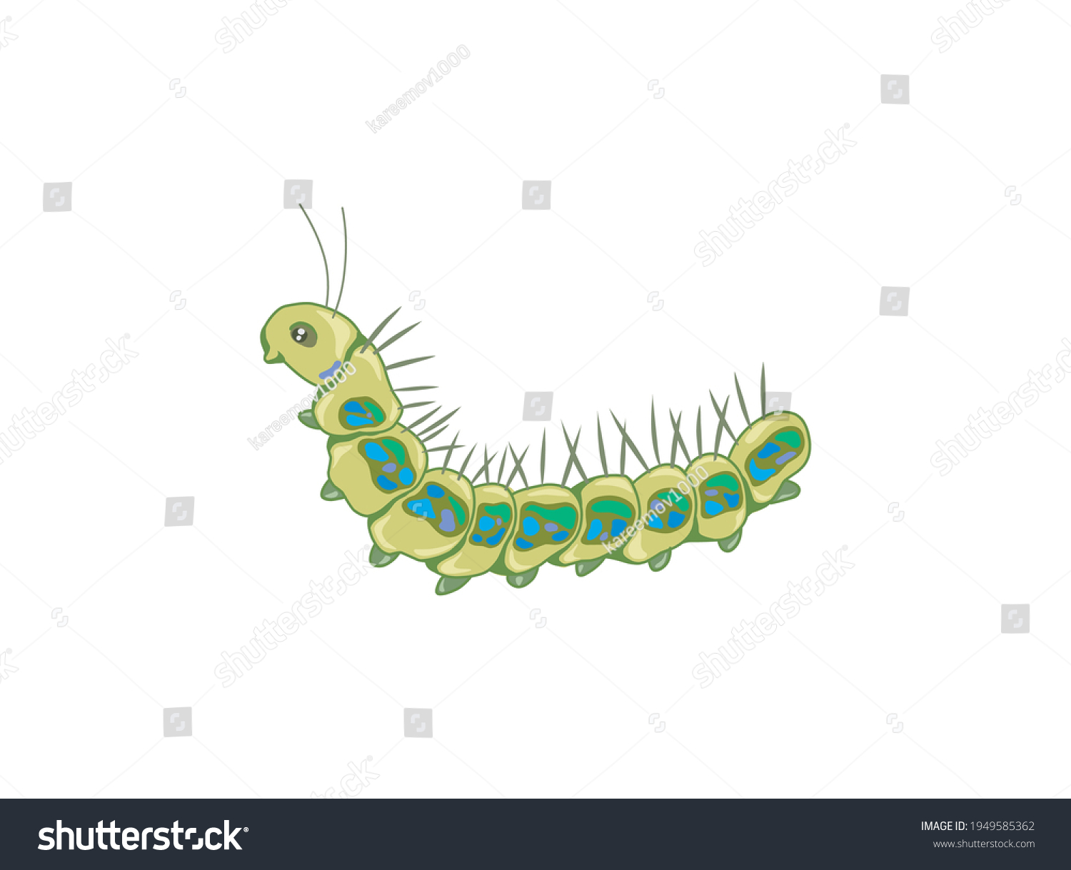 Stock Vector Caterpillars Vector Hand Drawn Isolated On White 1949585362 