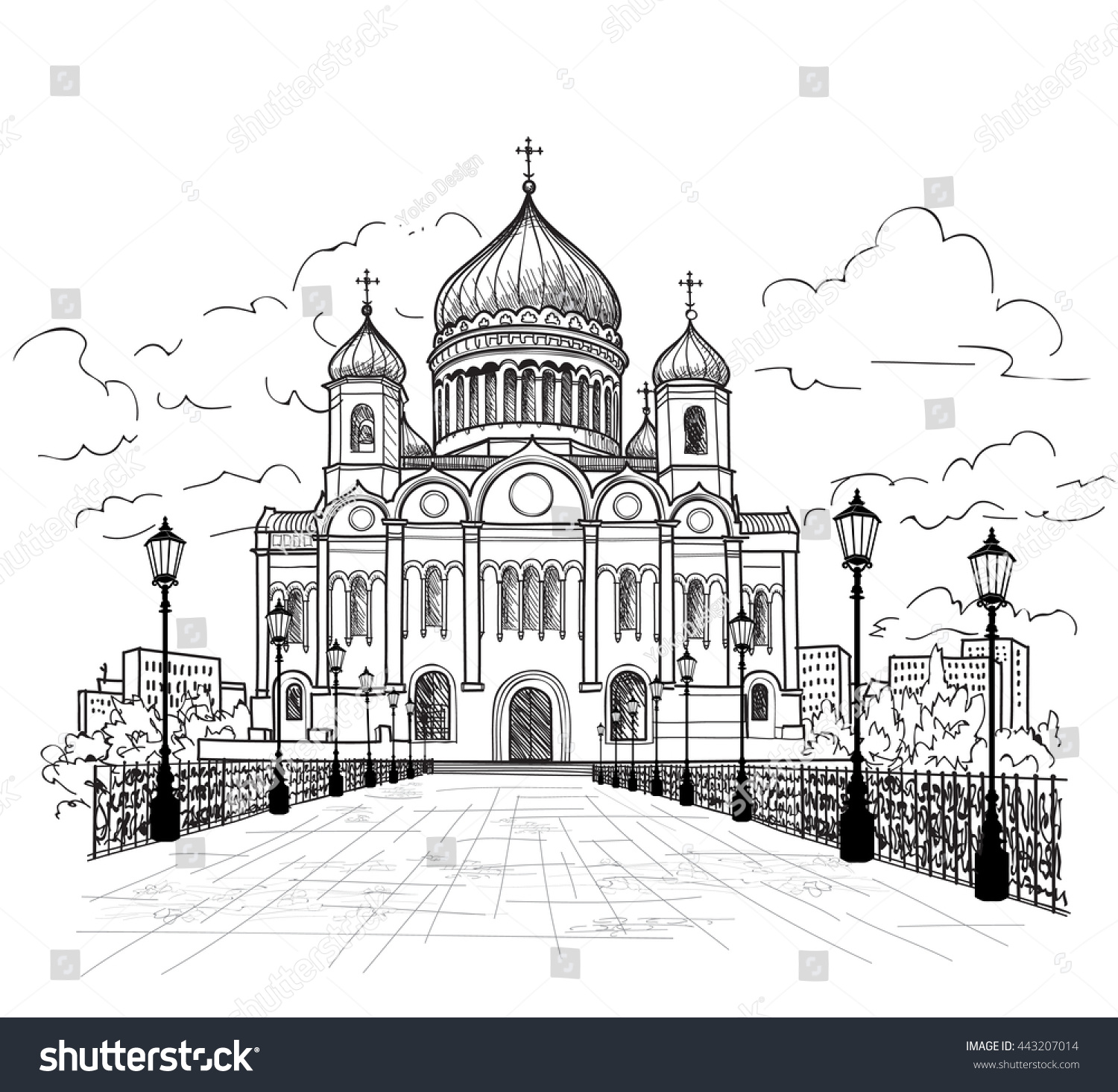 Cathedral Christ Saviour Moscow Russia Russian Stock Vector 443207014