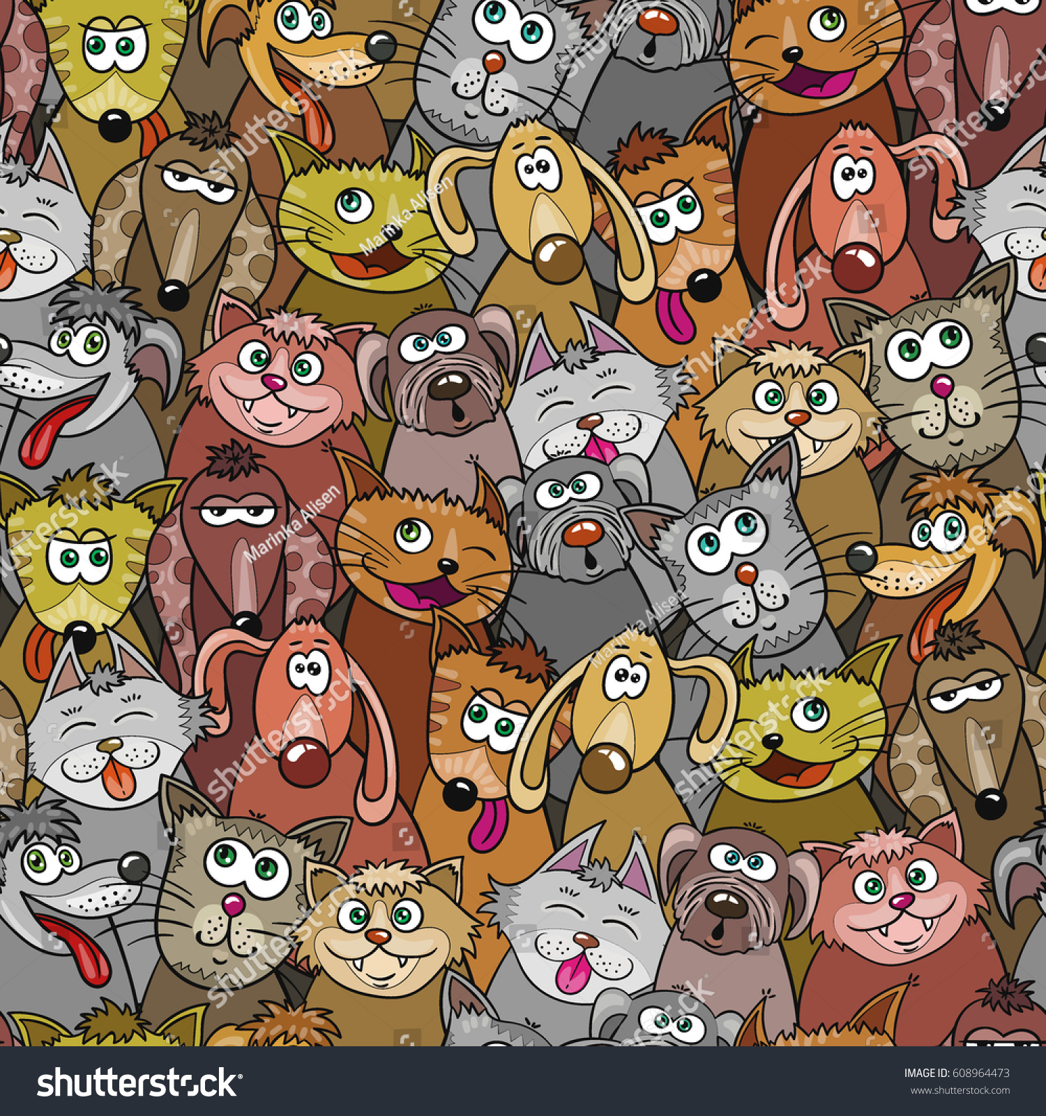 Cats Dogs Seamless Background Kitten Puppy Stock Vector (Royalty Free) 608964473 - Shutterstock