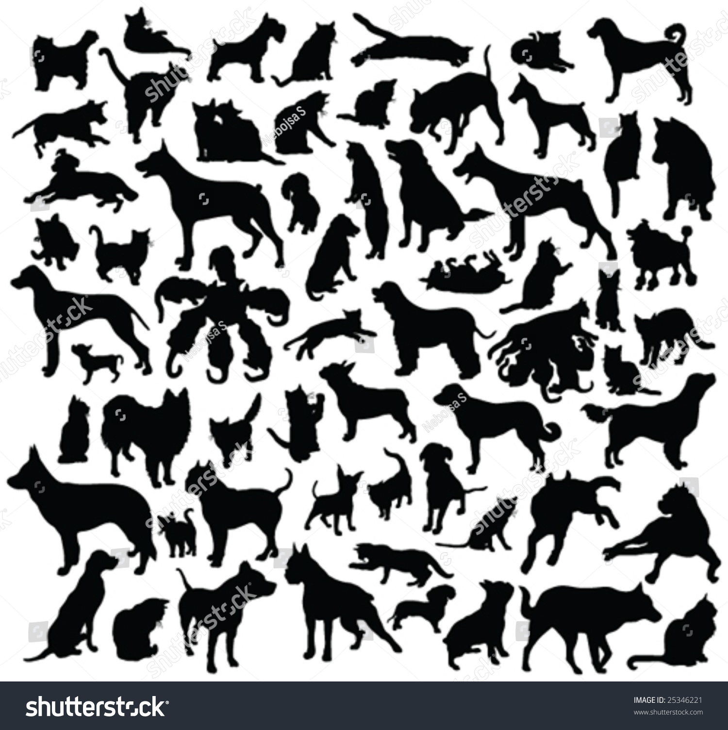 Cats And Dogs Silhouette Collection Stock Vector 25346221 : Shutterstock