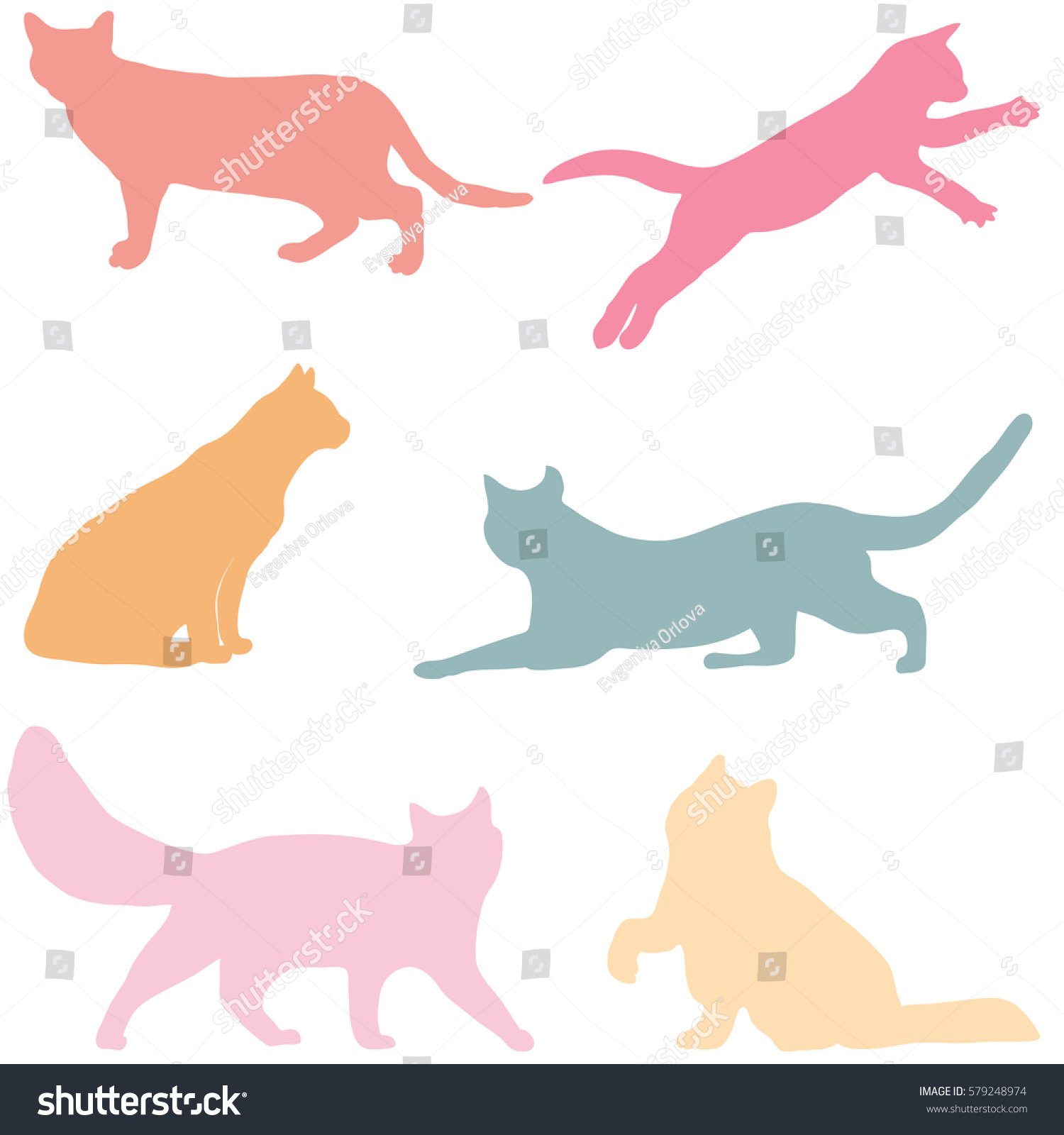 Cats Collection Vector Silhouette เวกเตอร์สต็อก ปลอดค่าลิขสิทธิ์