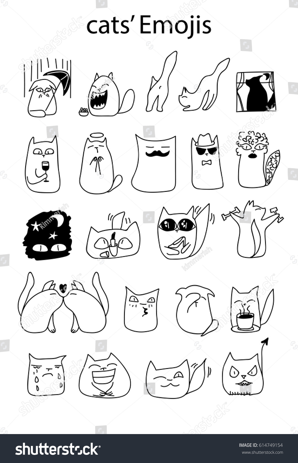 Cats Emojis Stock Vector (royalty Free) 614749154