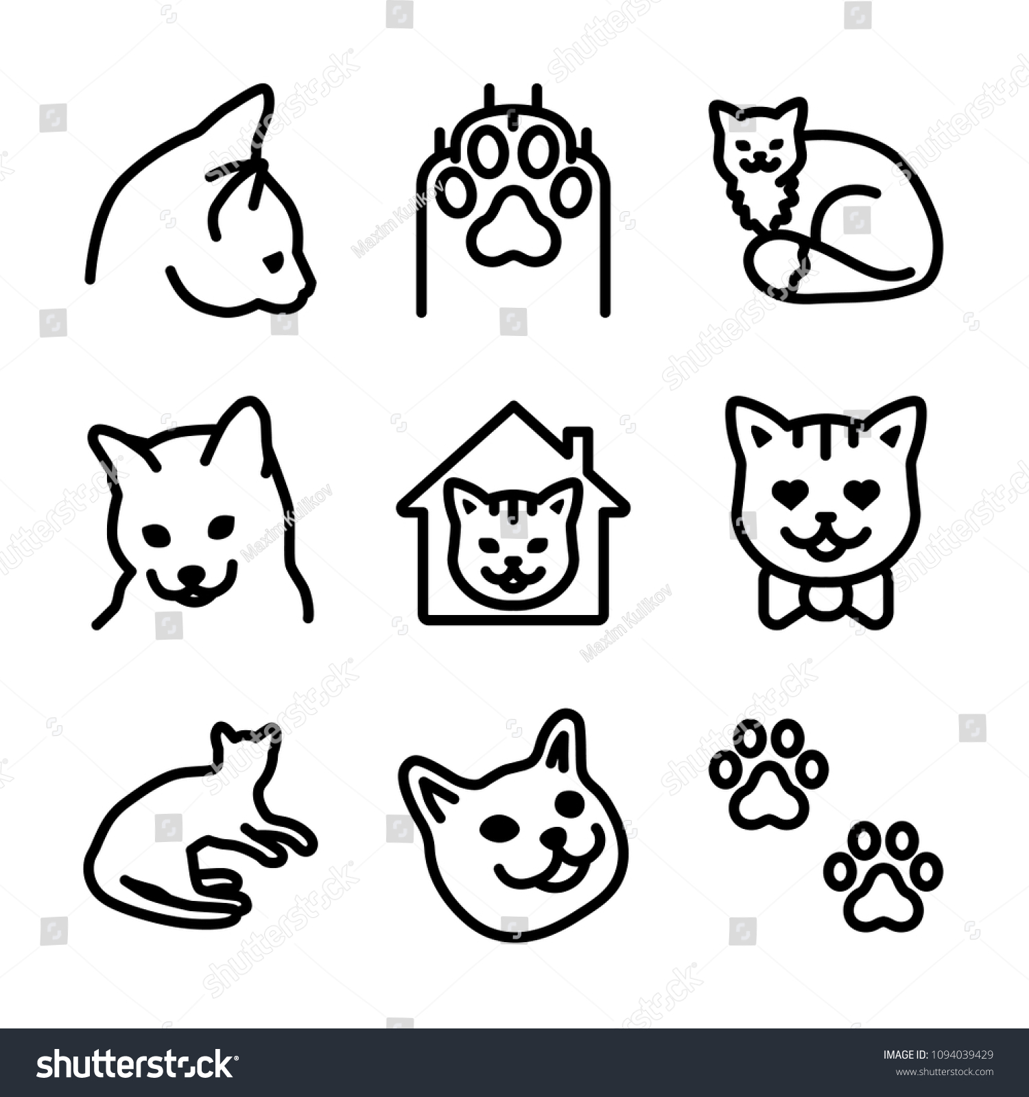 Cats Icon Set Stock Vector (royalty Free) 1094039429 