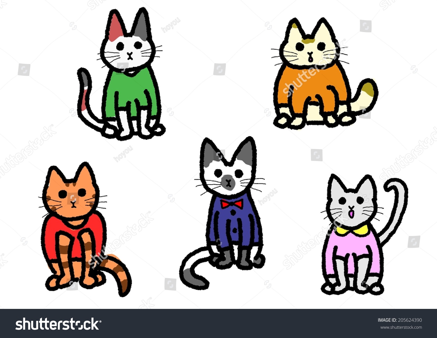 Cats In Clothes Stock Vector 205624390 Shutterstock