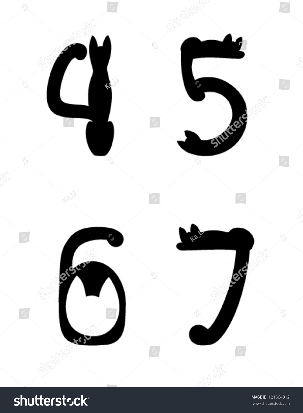 Cats Numbers Stock Vector (Royalty Free) 121564012