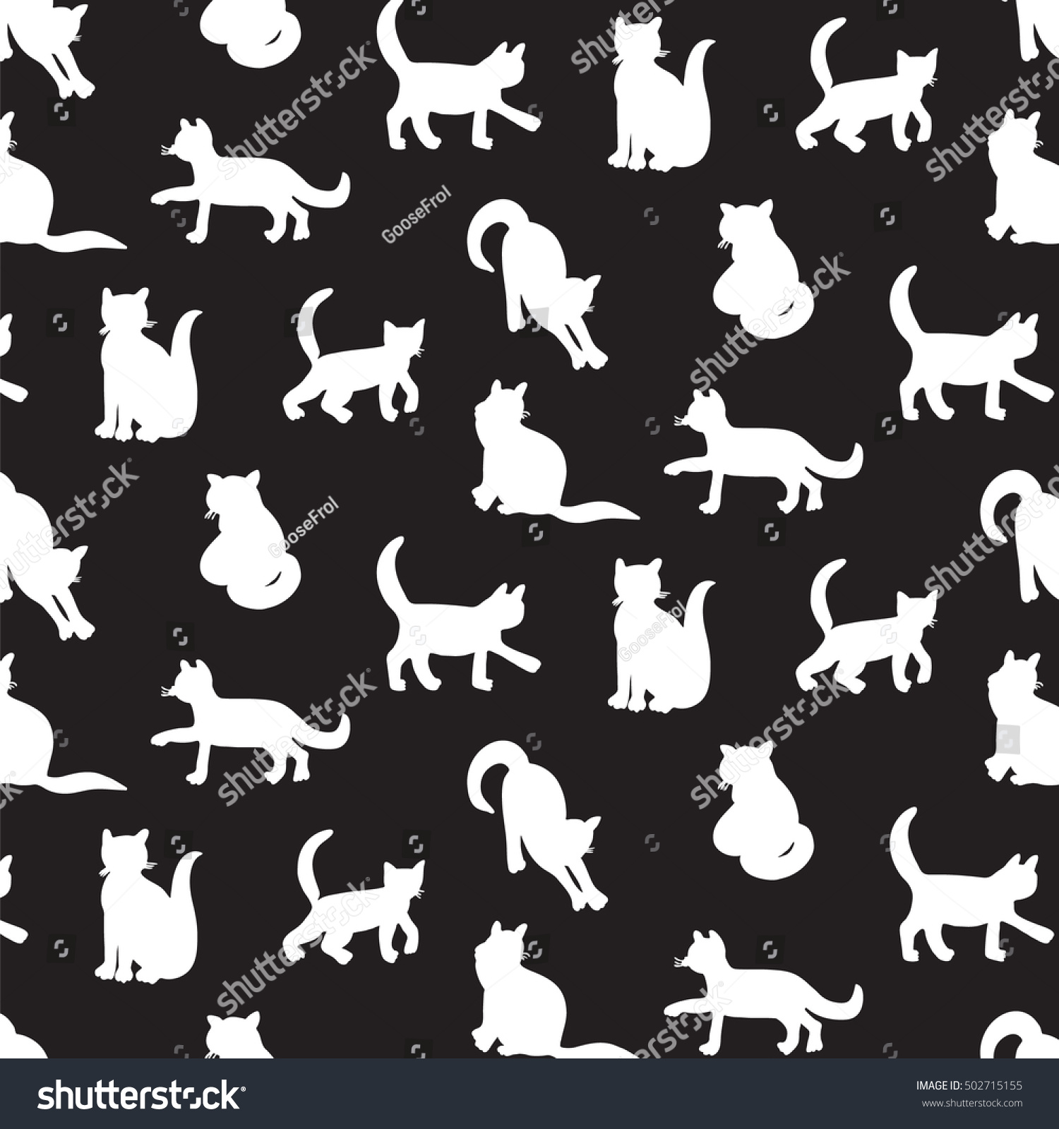 Cats Silhouette Pattern Stock Vector 502715155 - Shutterstock