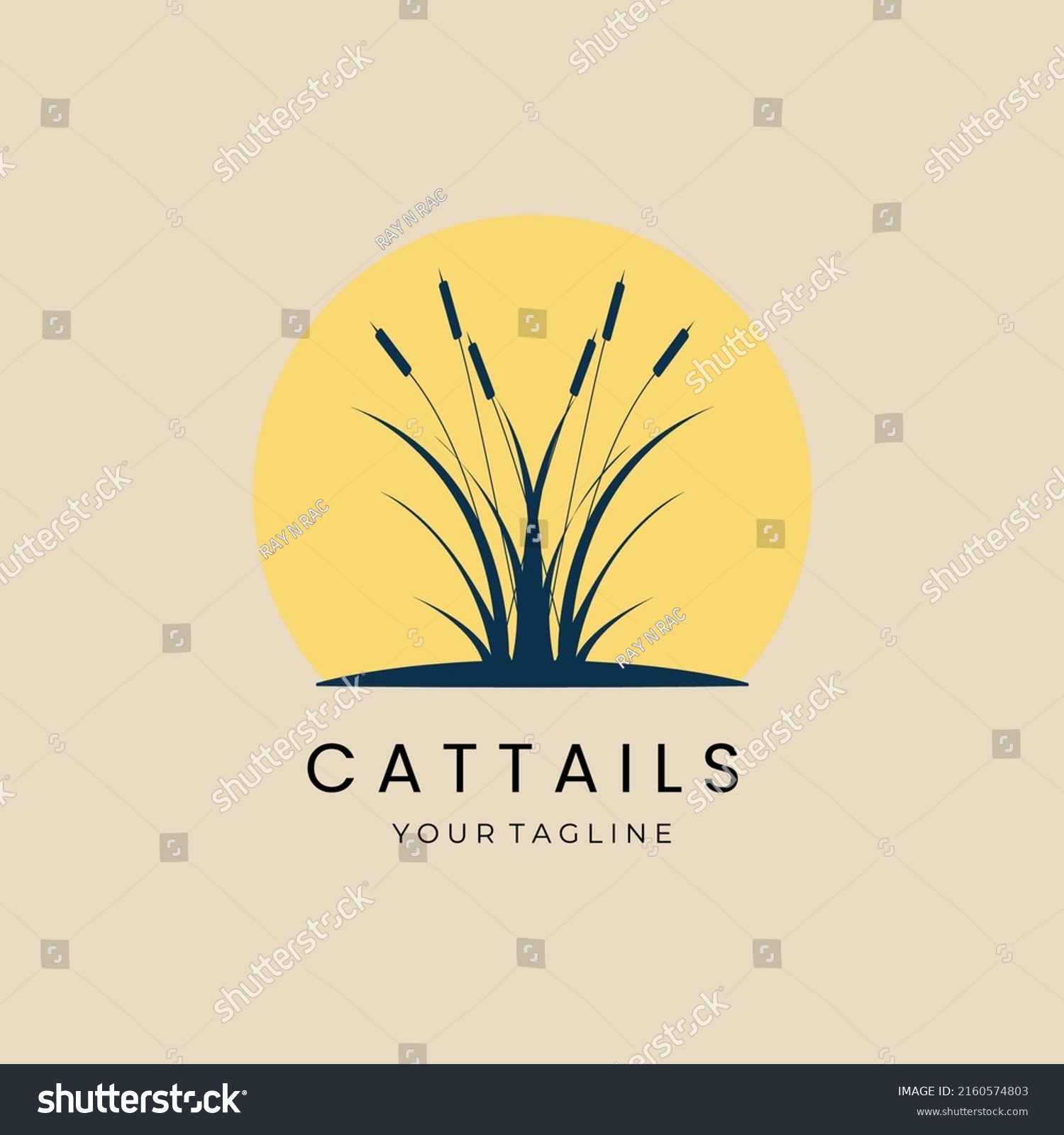 Cattails Vintage Logo Icon Symbol Emblem Stock Vector (royalty Free 