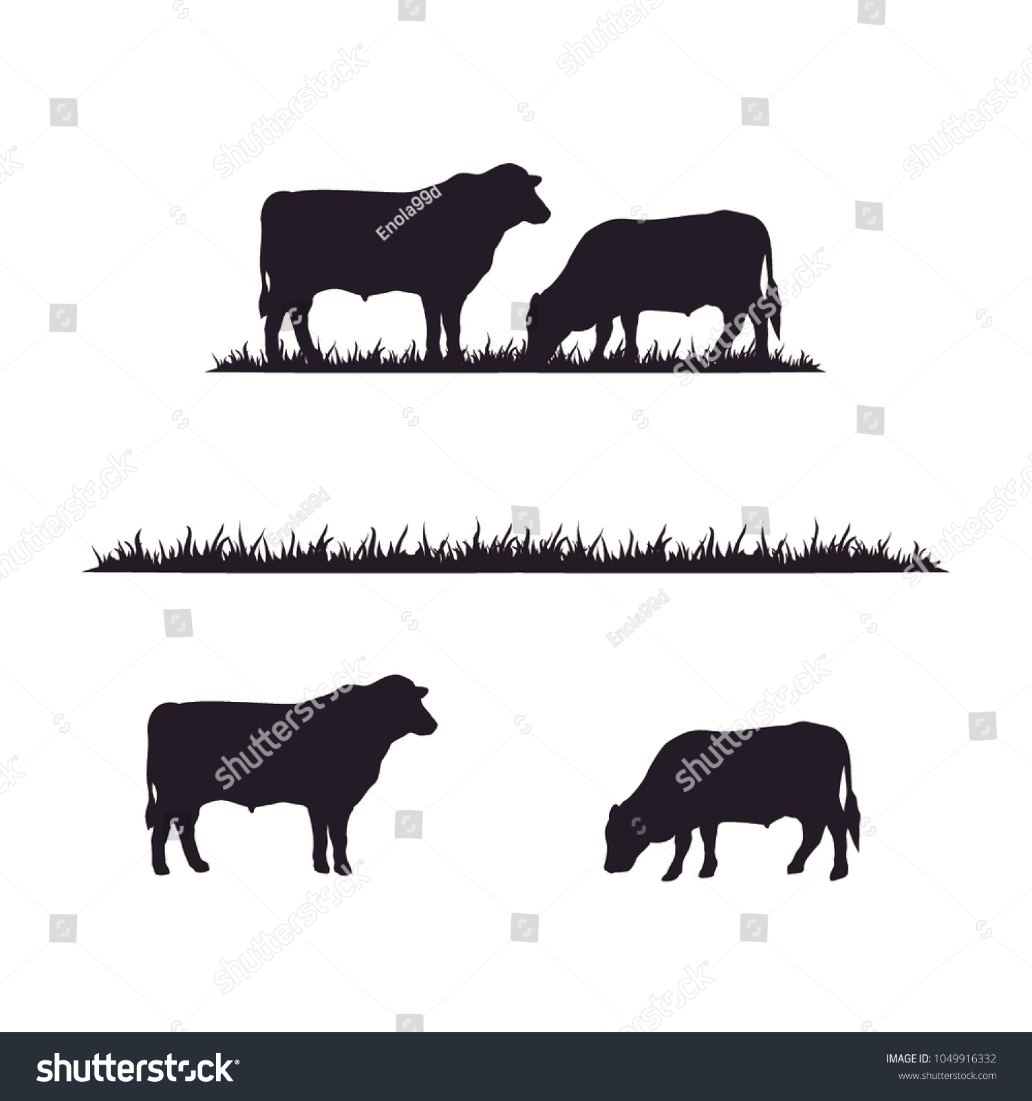 SVG of Cattle Angus Cow & Grass silhouette livestock farm logo design svg