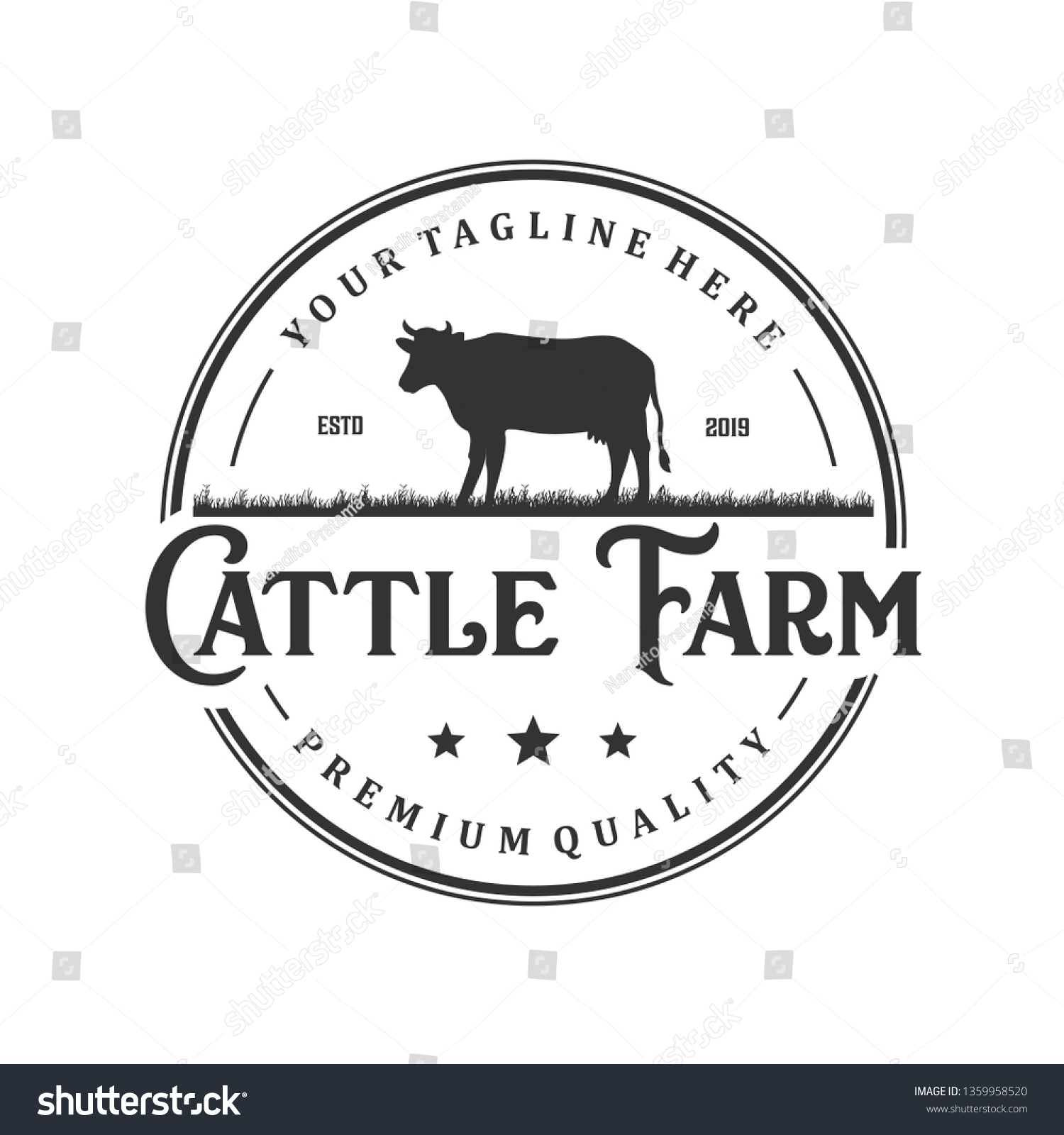 Vektor Stok Cattle Farm Logo Design (Tanpa Royalti) 1359958520 ...