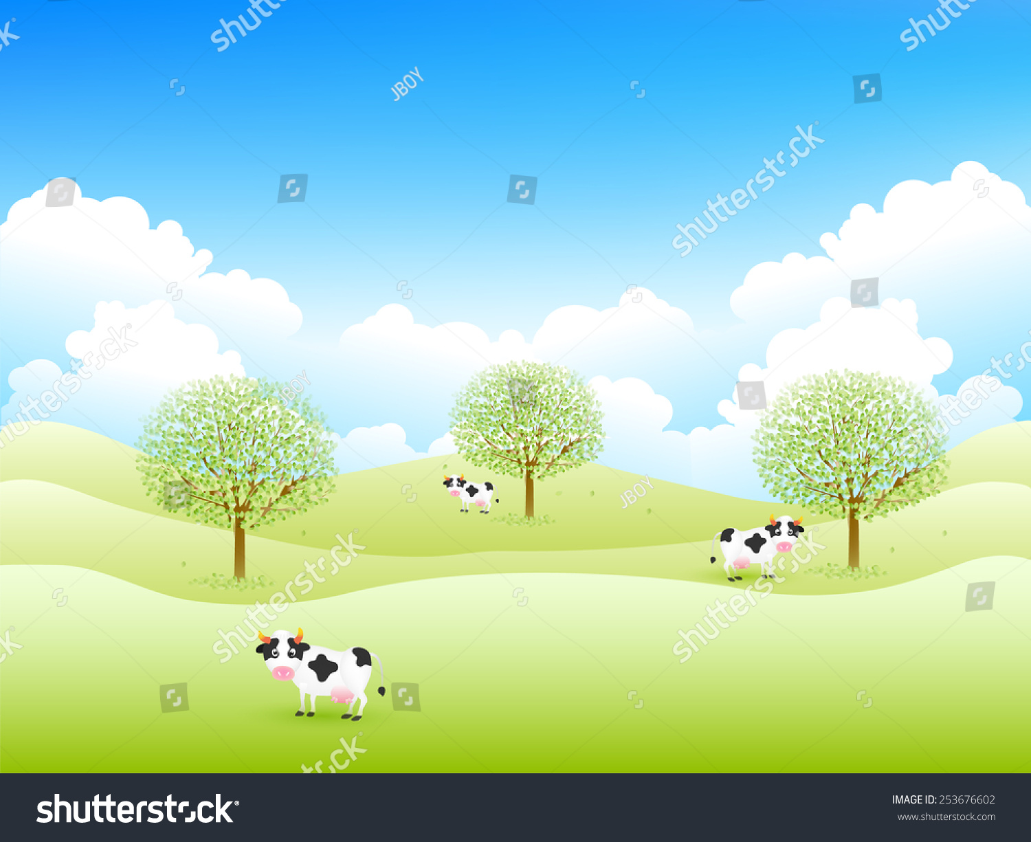 Cattle Ranch Background Stock Vector (Royalty Free) 253676602