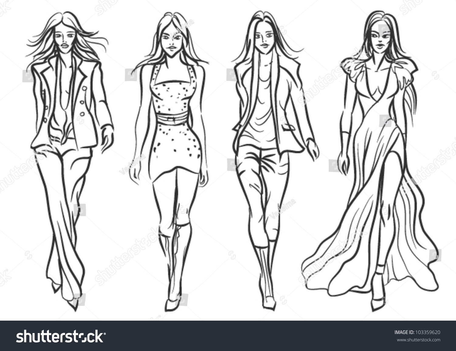 Fashion Long dress Catwalk Royalty Free Vector Image