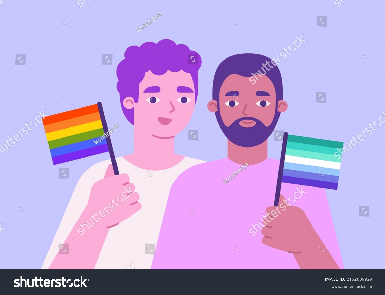 Caucasian Gay Male Couple Pride Month Stock Vector Royalty Free 2152809929 Shutterstock 2333