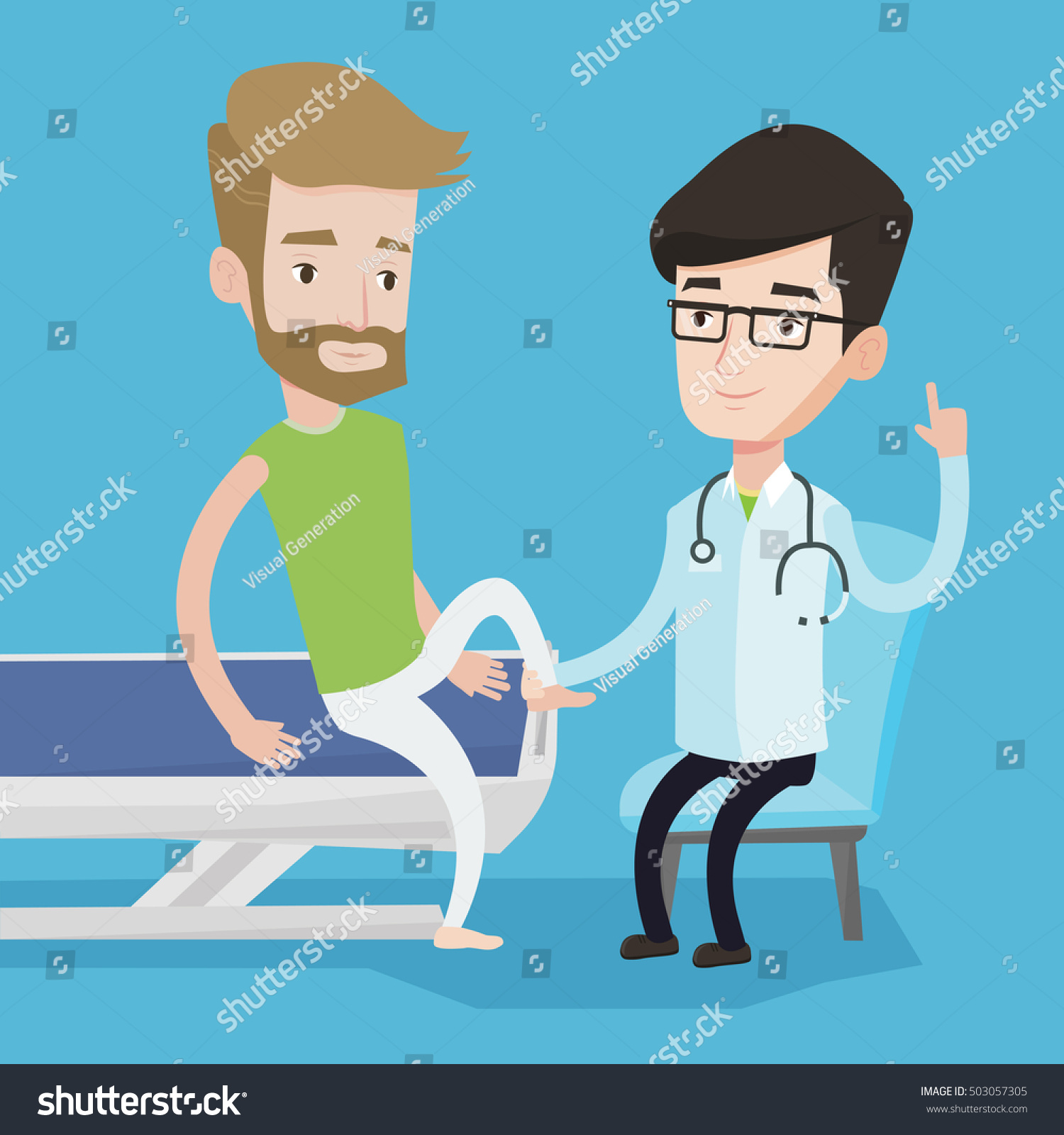 Caucasian Gym Doctor Checking Ankle Patient Stock Vector Royalty Free 503057305 