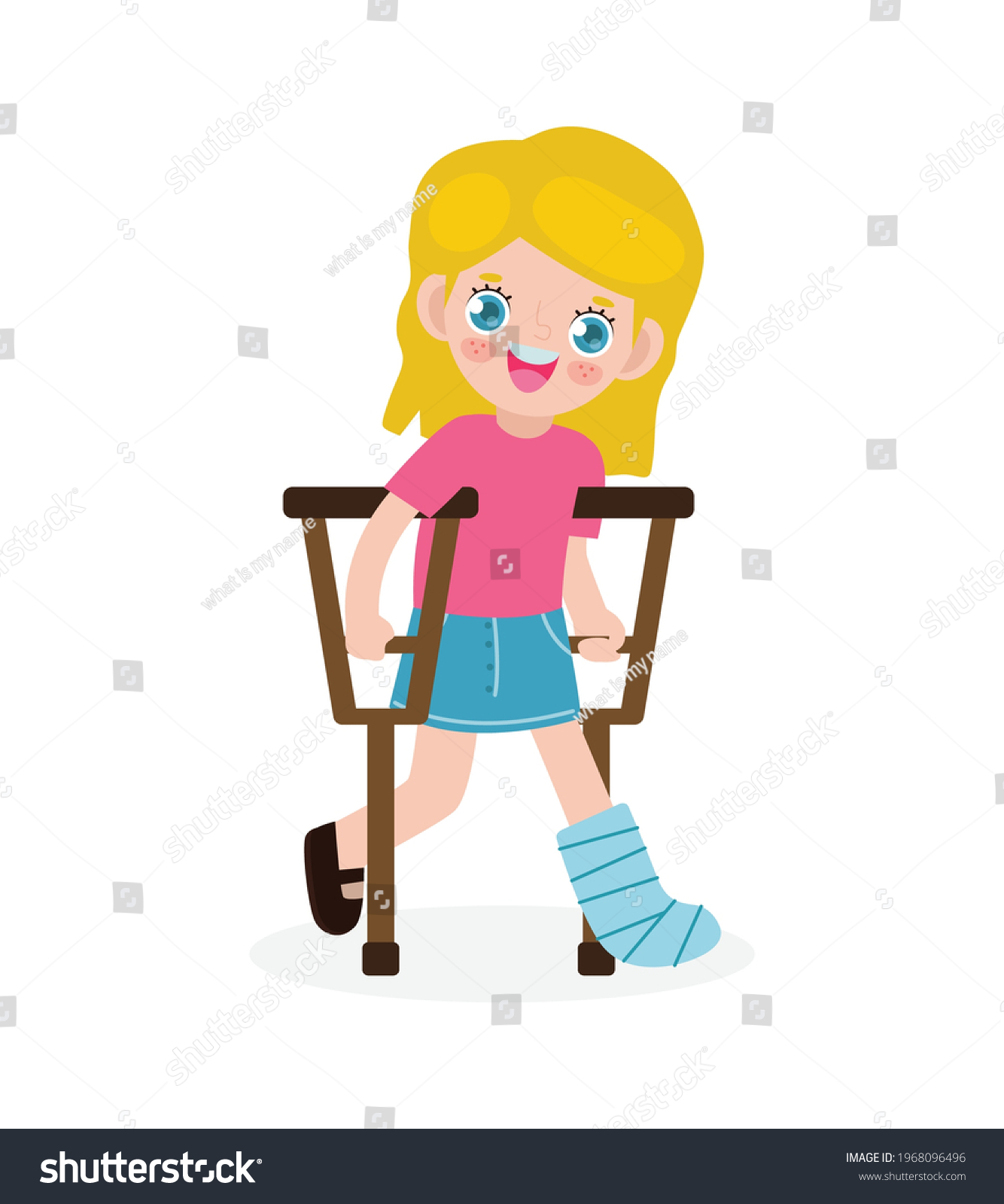 Caucasian Kid Injured Broken Leg Gypsum Stock Vector (Royalty Free ...