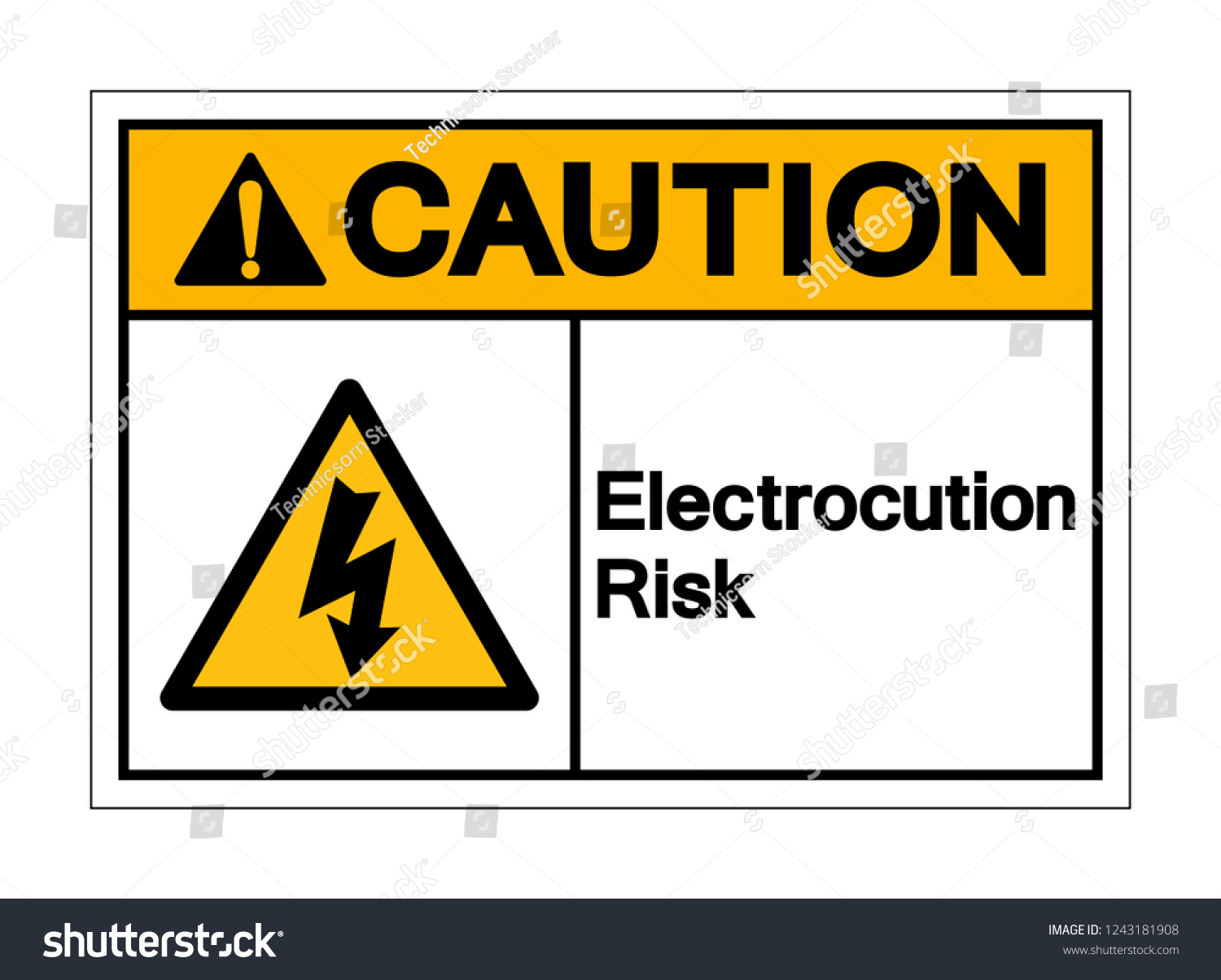 Caution Electrocution Risk Symbol Sign Vector Stock Vector (Royalty ...