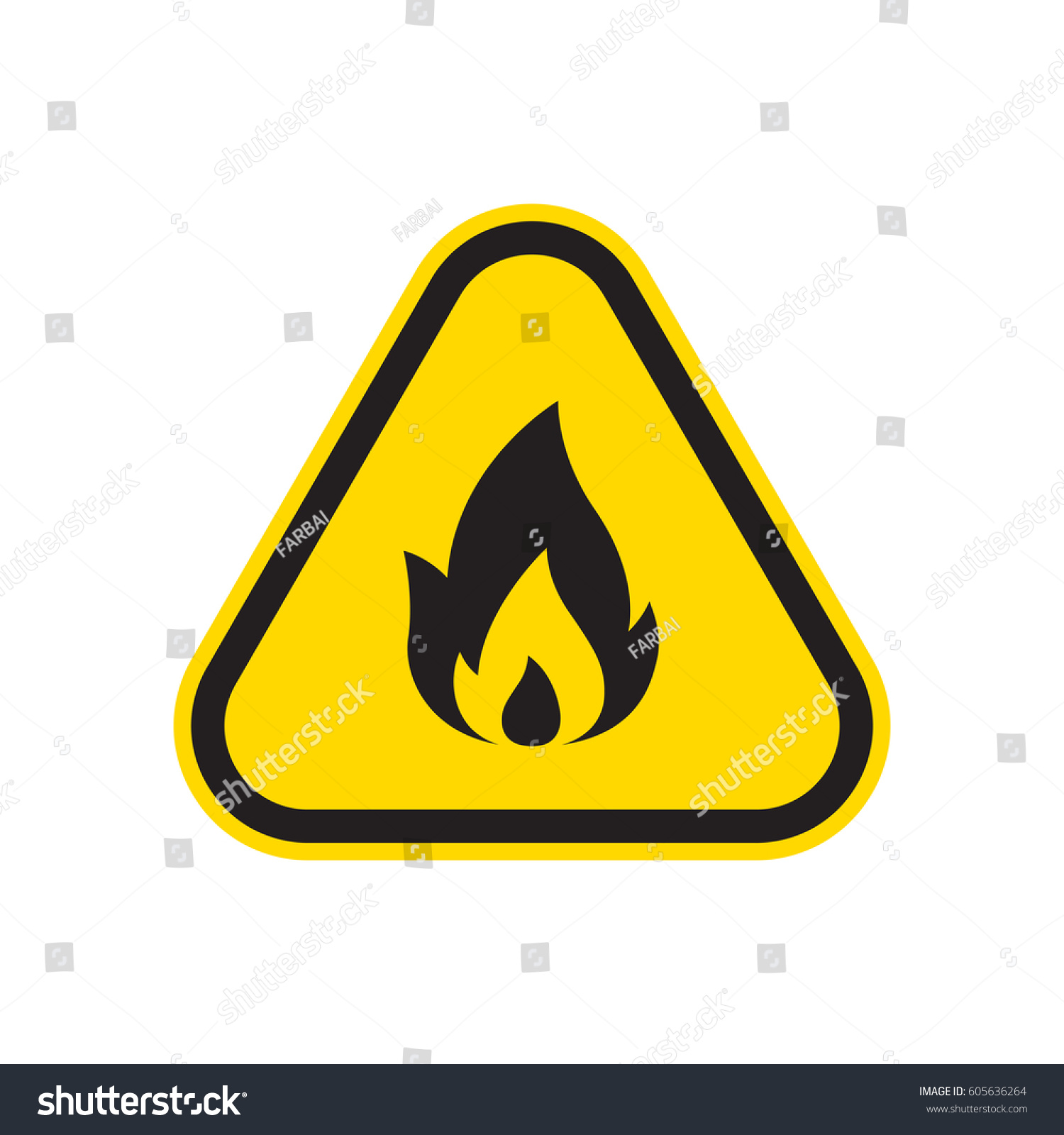 Caution Fire Sign Vector Stock Vector (Royalty Free) 605636264 ...