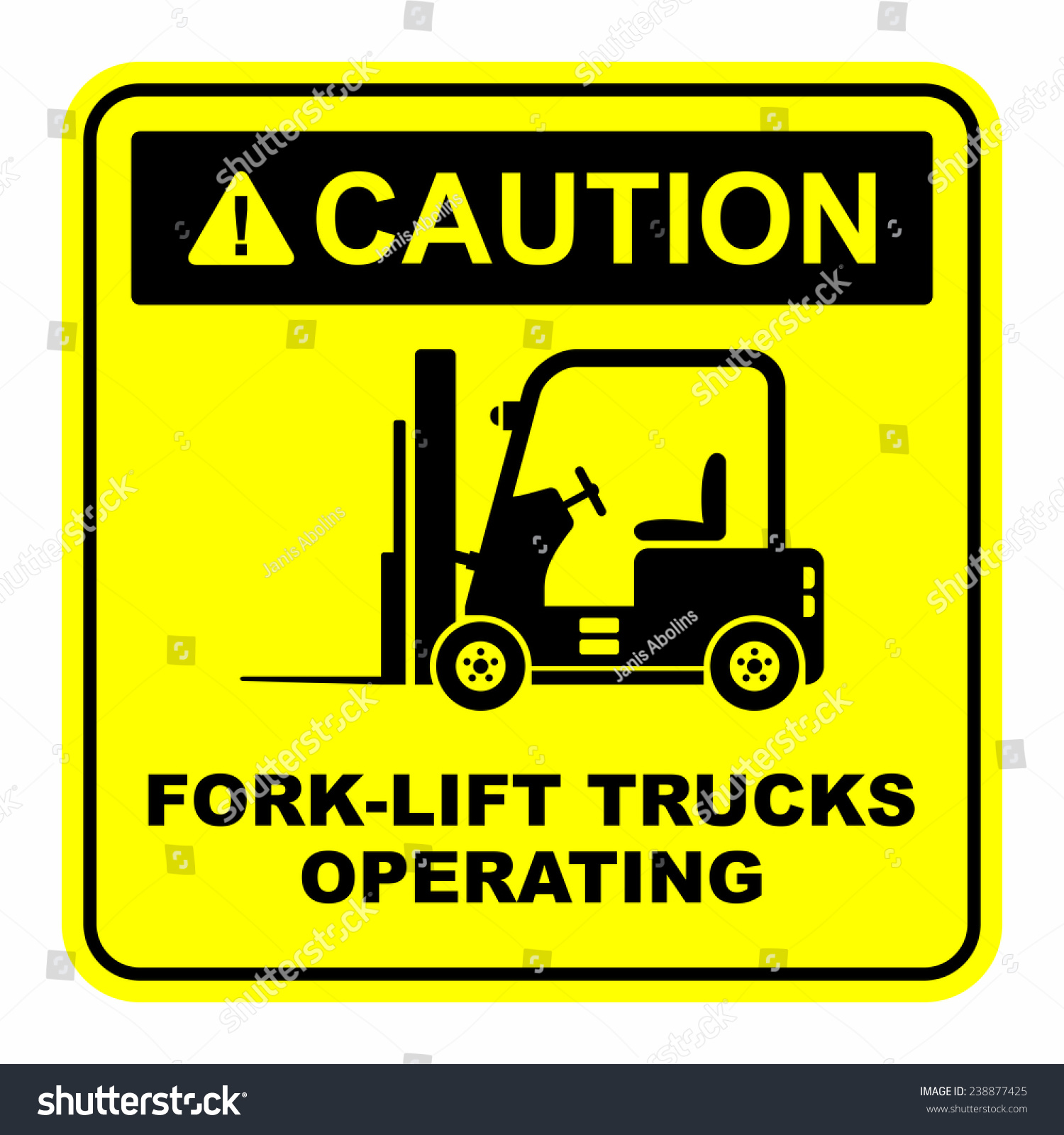 Caution Forklift Trucks Operating Sign Stock Vector 238877425 ...