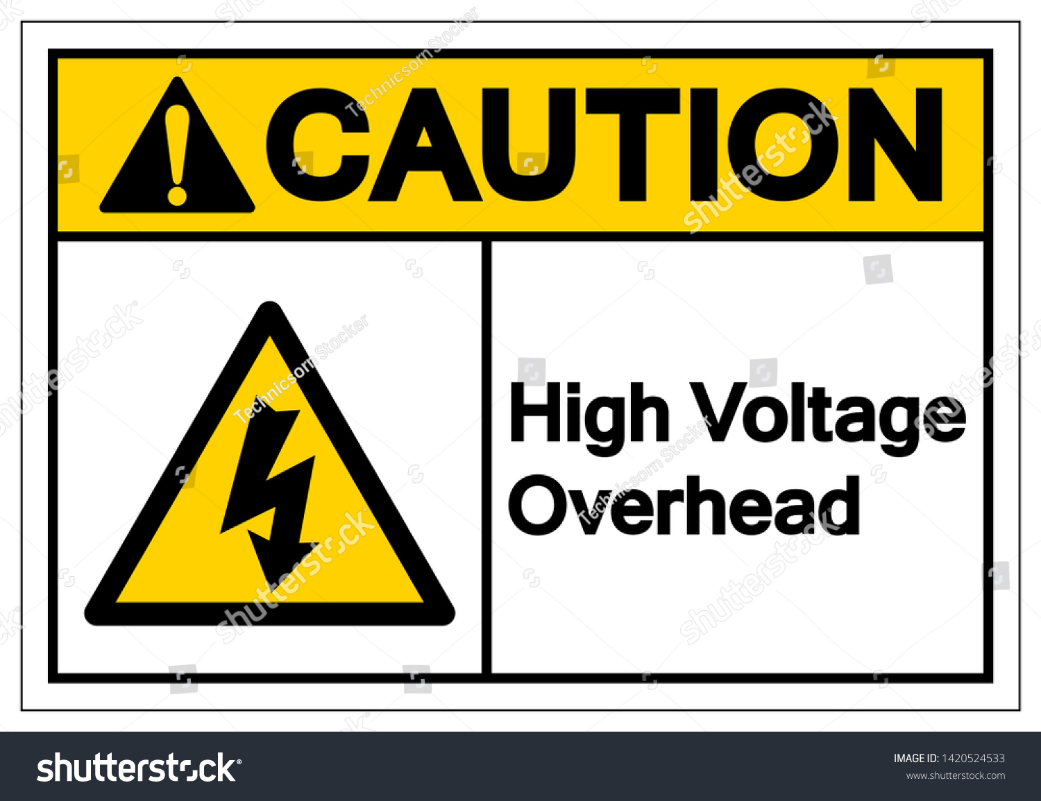 Caution High Voltage Overhead Symbol Sign Stock Vector Royalty Free