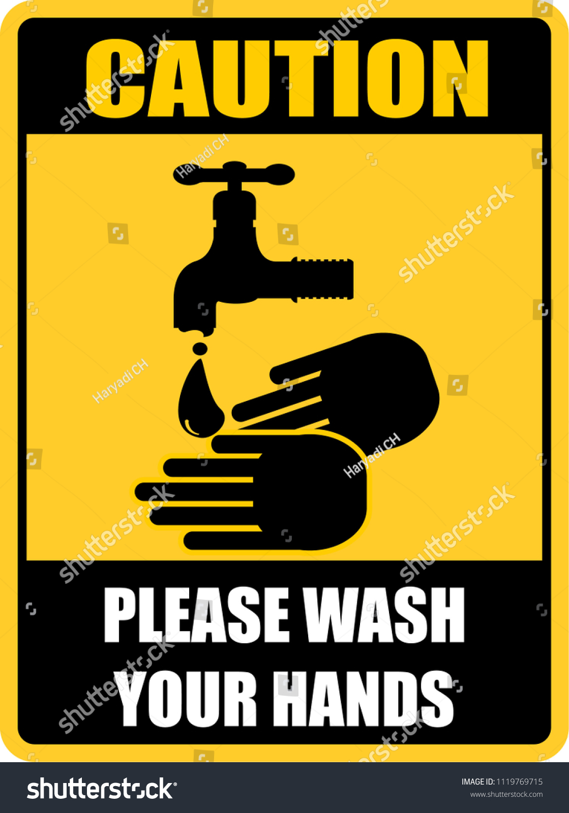 Caution Please Wash Your Hand Stock Vector (Royalty Free) 1119769715 ...