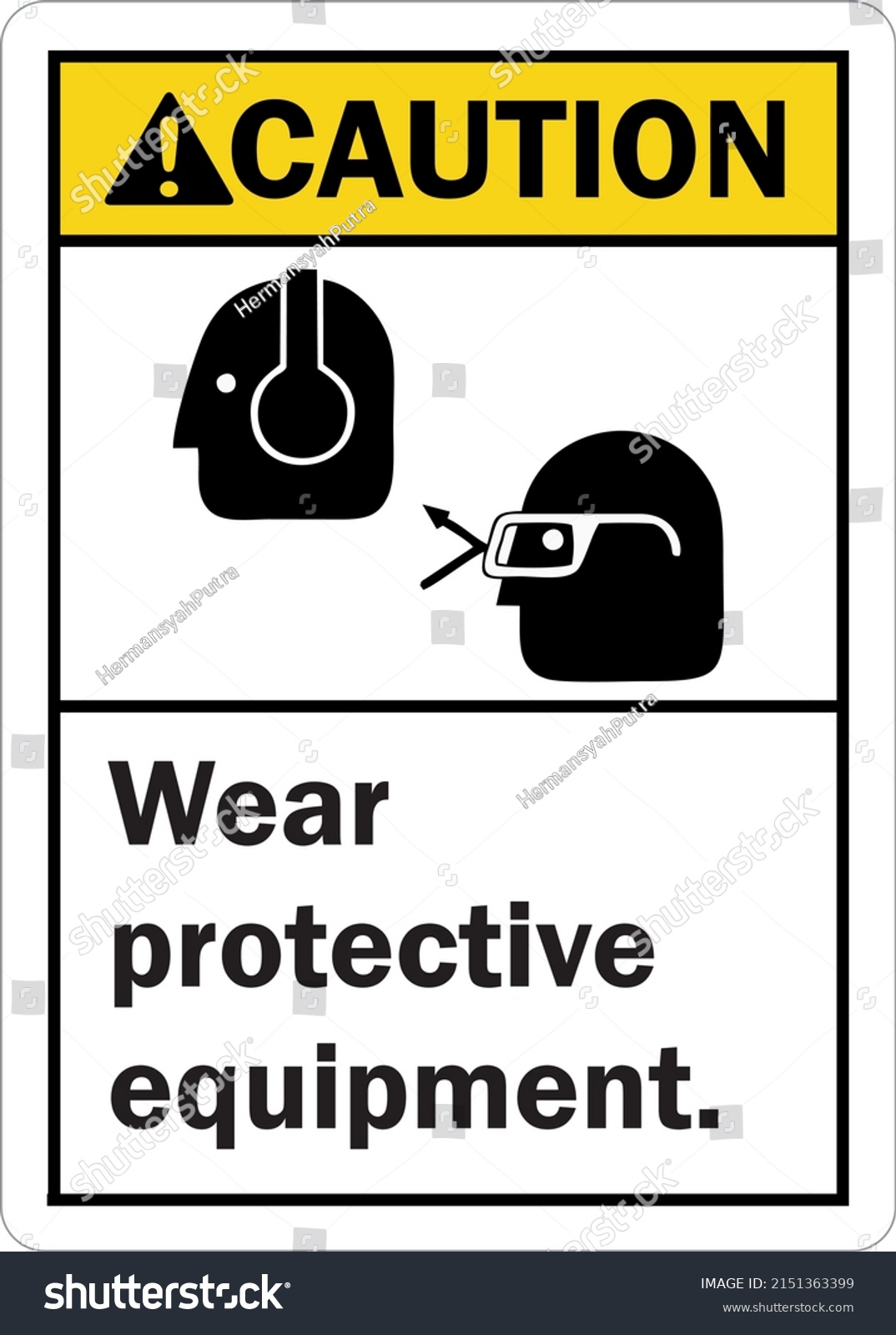 Caution Sign Wear Protective Equipment Goggles Stock Vector (Royalty ...