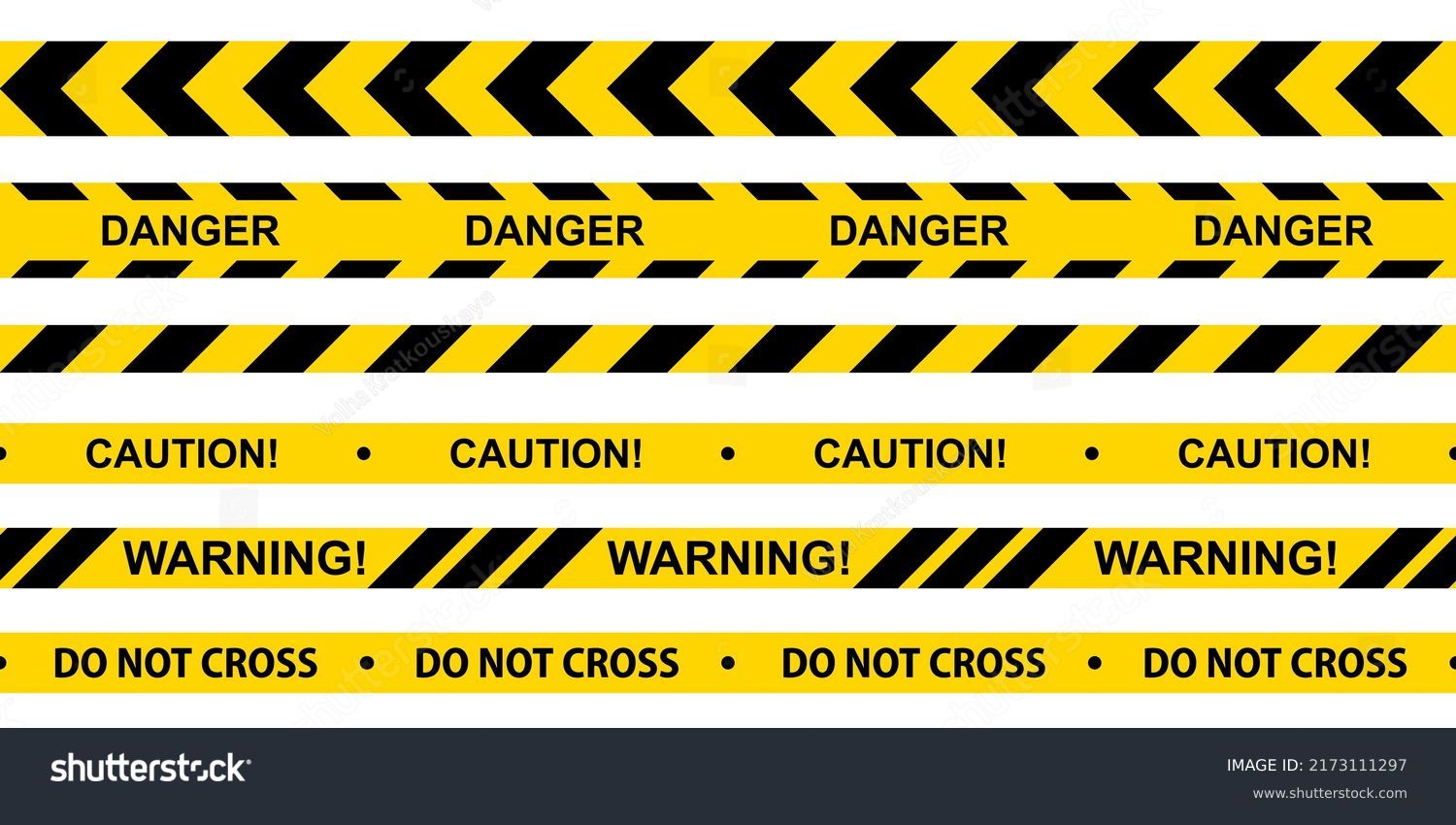SVG of Caution tape set. Yellow warning danger tapes. Police line and do not cross ribbons. Abstract warning lines for police, accident, under construction. Horizontal seamless borders. Vector illustration svg