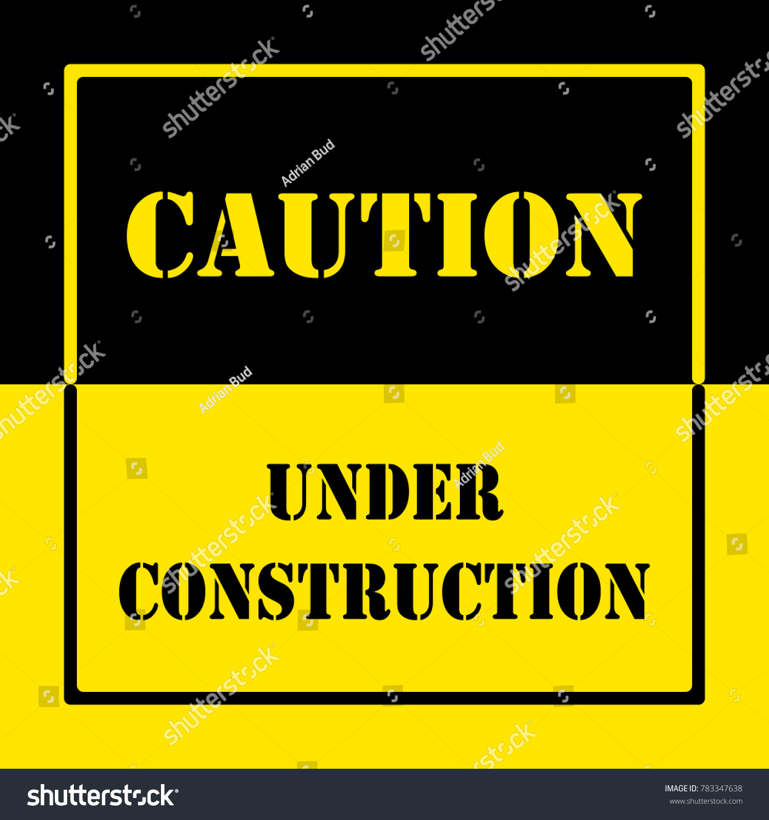 Caution Under Construction Warning Sign Black Stock Vector (Royalty ...
