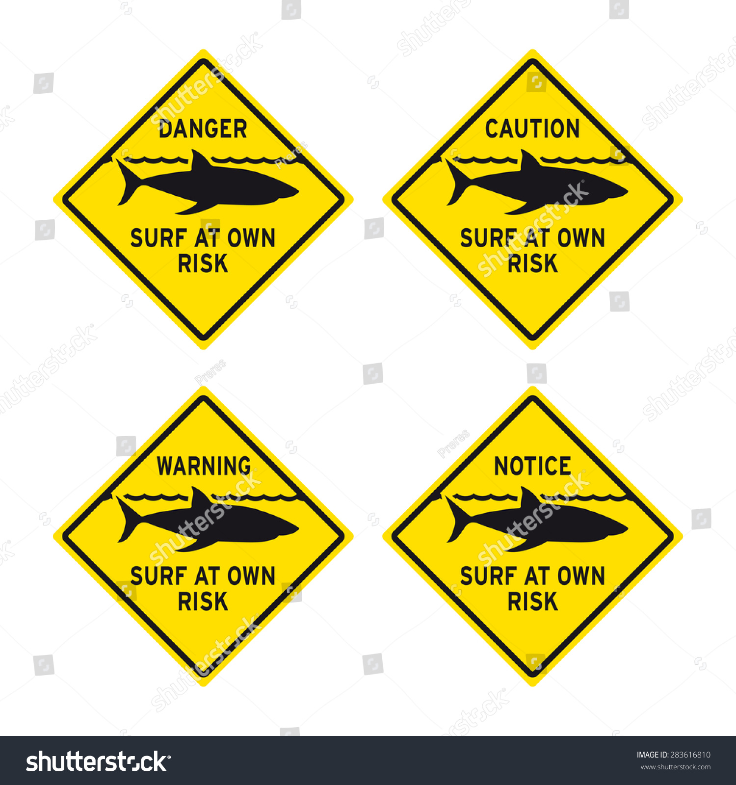 Caution Warning Danger No Swimming Shark Stock Vector (Royalty Free ...