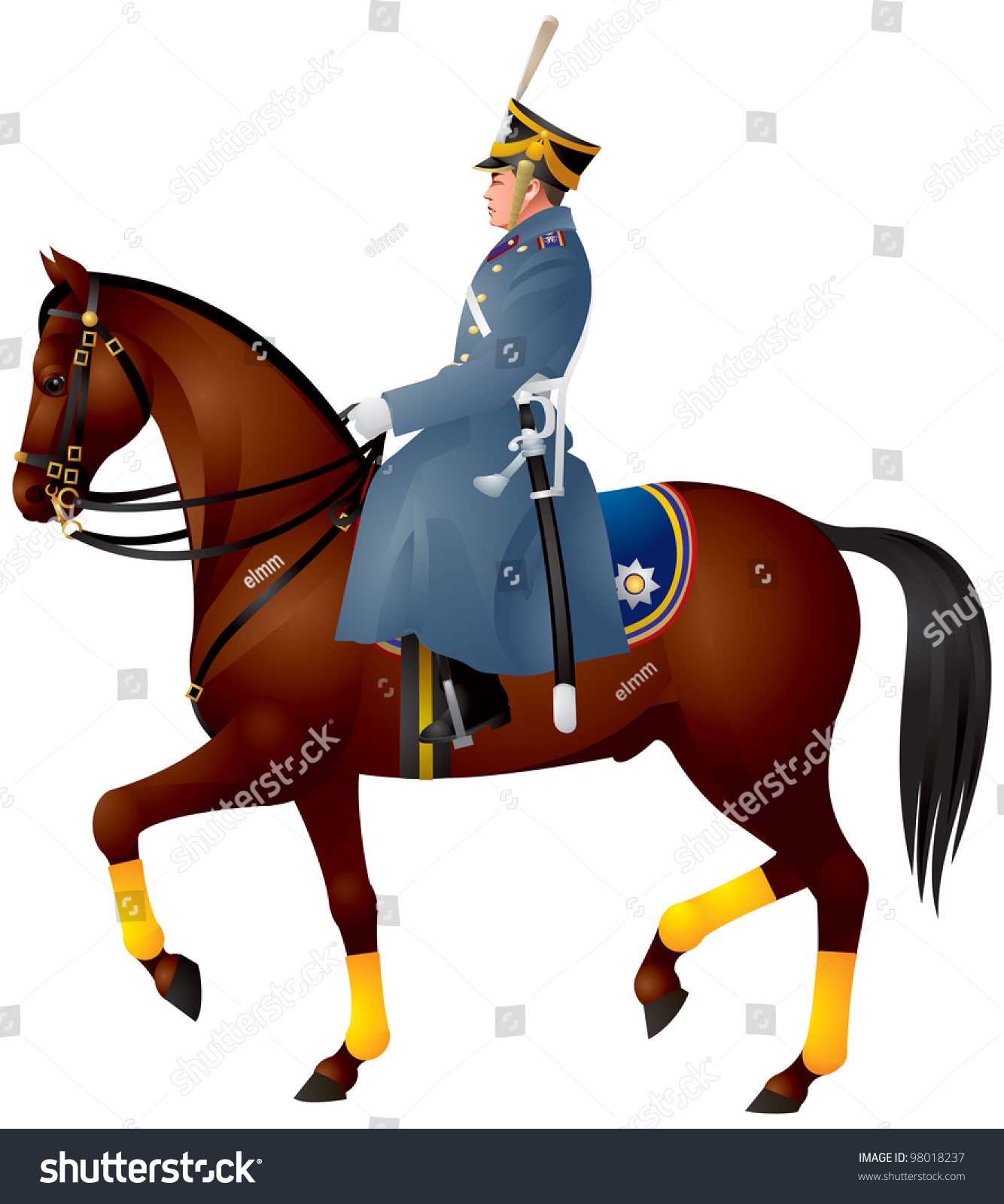 Cavalier On Horse Russian Dragoon Presidential Stock Vector Royalty Free