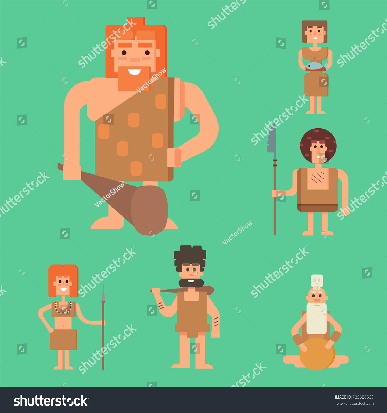 Caveman Primitive Stone Age Cartoon Neanderthal Stock Vector Royalty Free