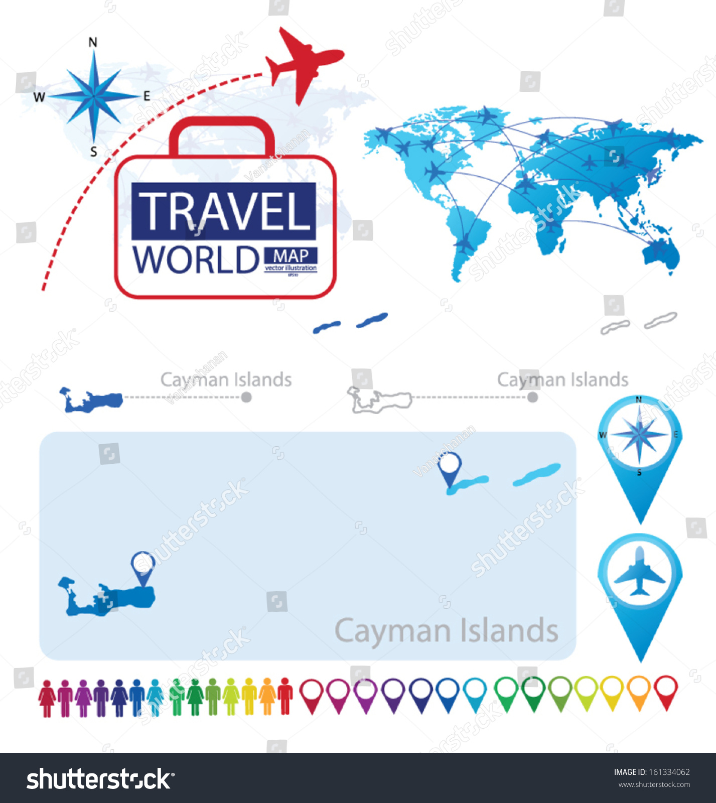 Cayman Islands World Map Travel Vector Stock Vector Royalty Free