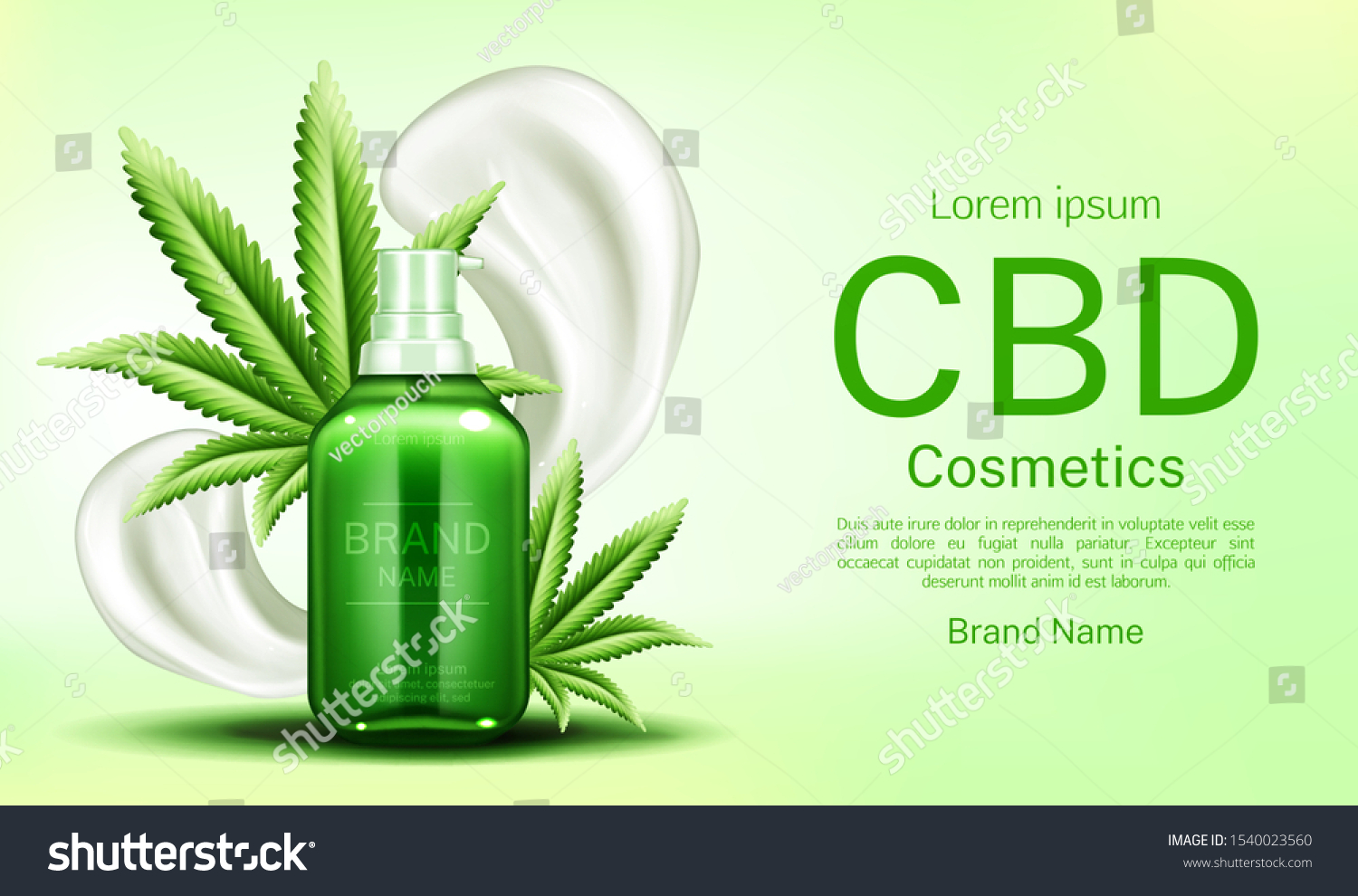 Download Cbd Cosmetics Bottle Cream Smears Cannabis Stock Vector Royalty Free 1540023560