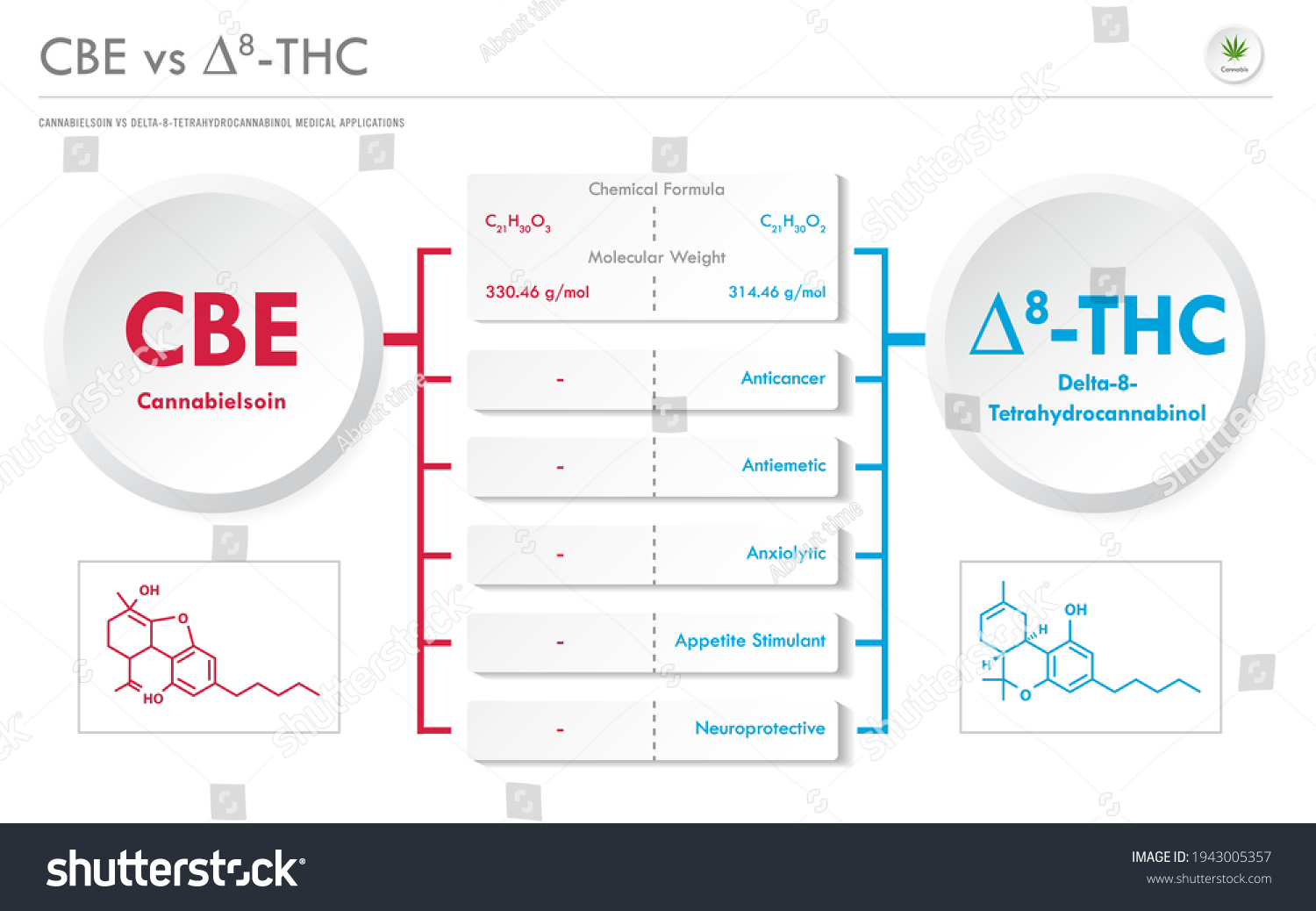 Cbe Vs Cannabielsoin Vs Delta 8 Stock Vector Royalty Free 1943005357 Shutterstock 7955