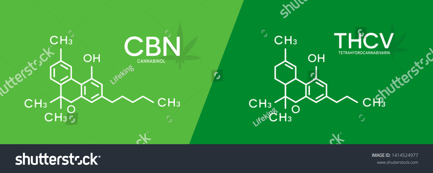 Cbn Thcv Formula Cannabinol Tetrahydrocannabivarin Molecule Stock ...