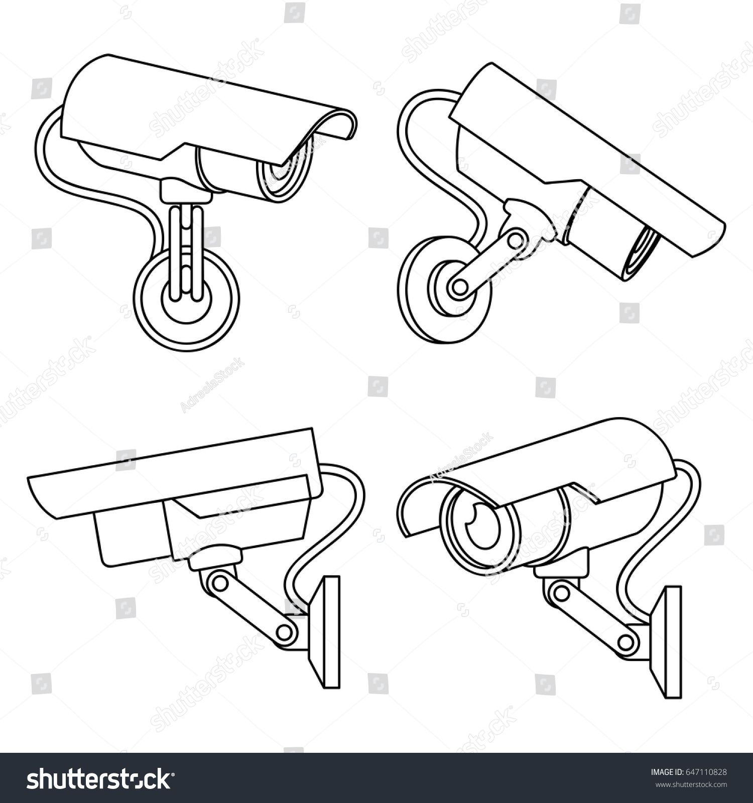 Cctv Camera Stock Vector 647110828 - Shutterstock