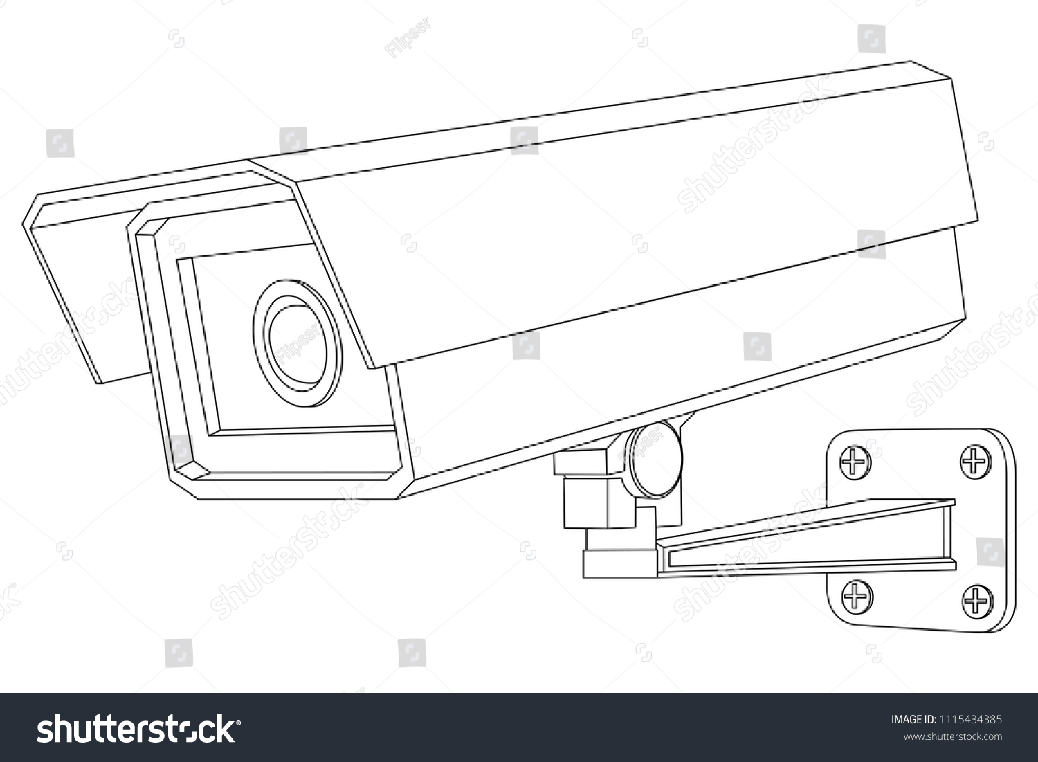 Cctv Camera Outline Vector Illustration Isolated Stock Vector (Royalty ...