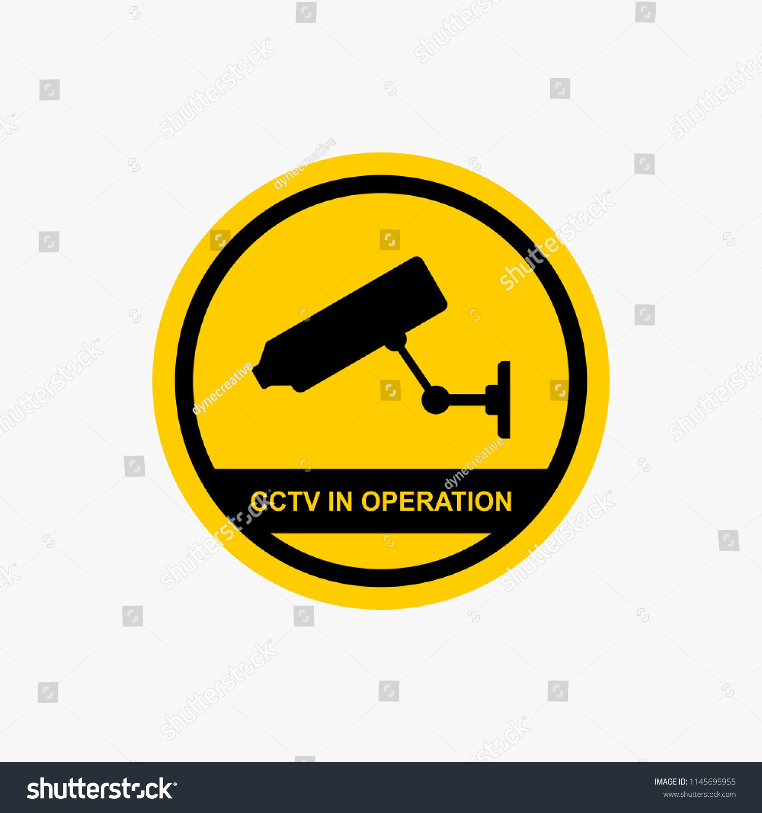 Cctv Operation Sign Warning Icon Design Stock Vector Royalty Free 1145695955