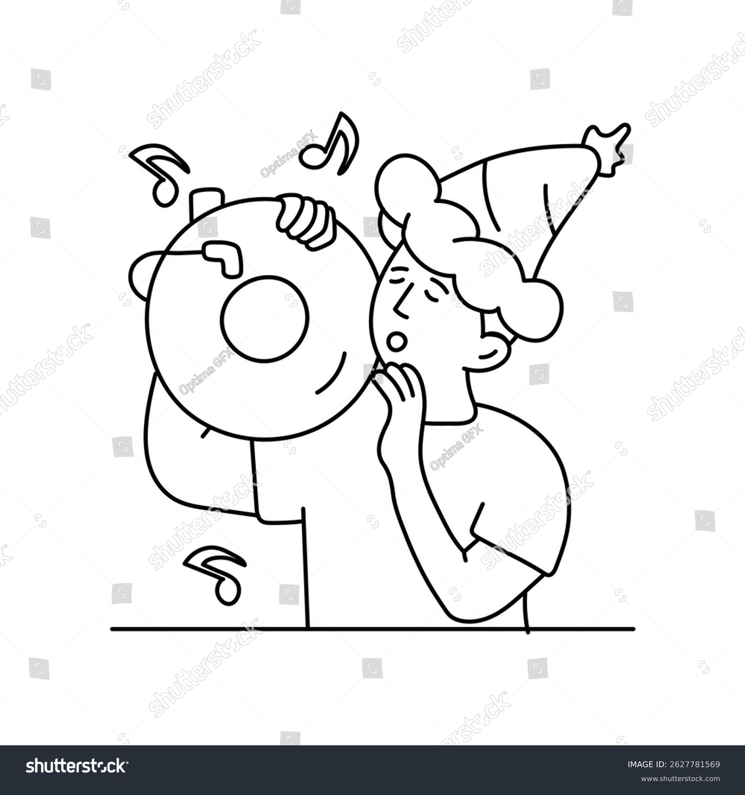 singing person with music notes and record clip art preview