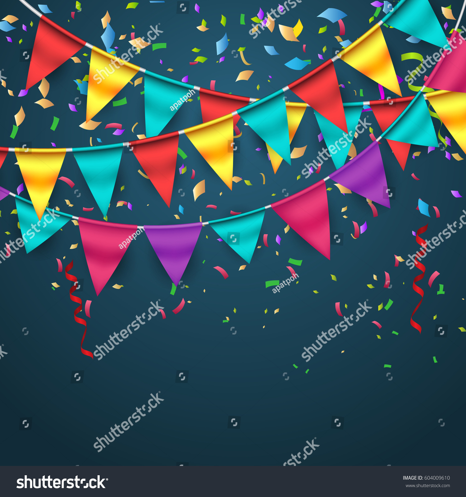 Celebrate Banner Party Flags Confetti Vector Stock Vector (Royalty Free ...
