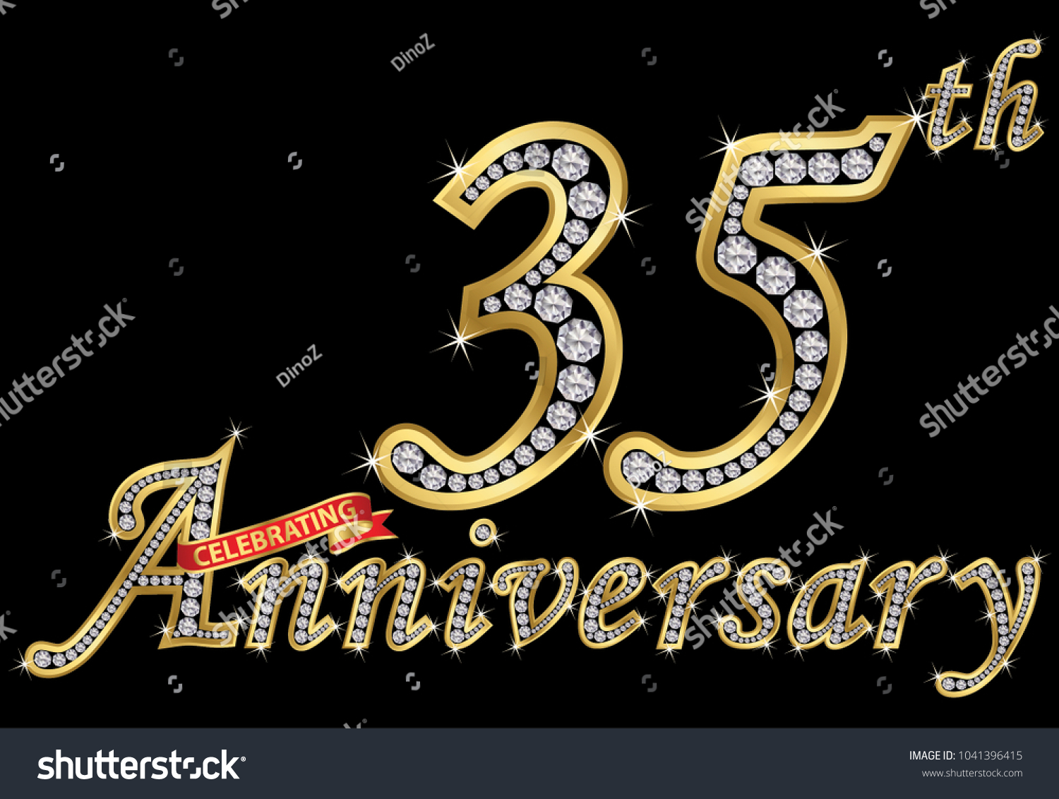 SVG of Celebrating  35th anniversary golden sign with diamonds, vector illustration svg