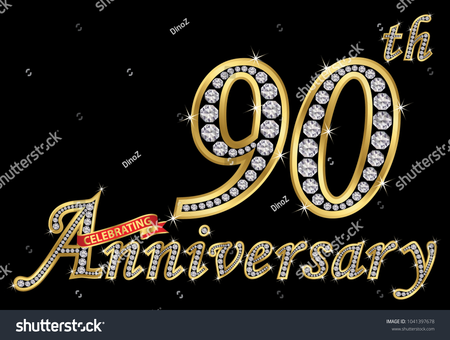 SVG of Celebrating  90th anniversary golden sign with diamonds, vector illustration svg