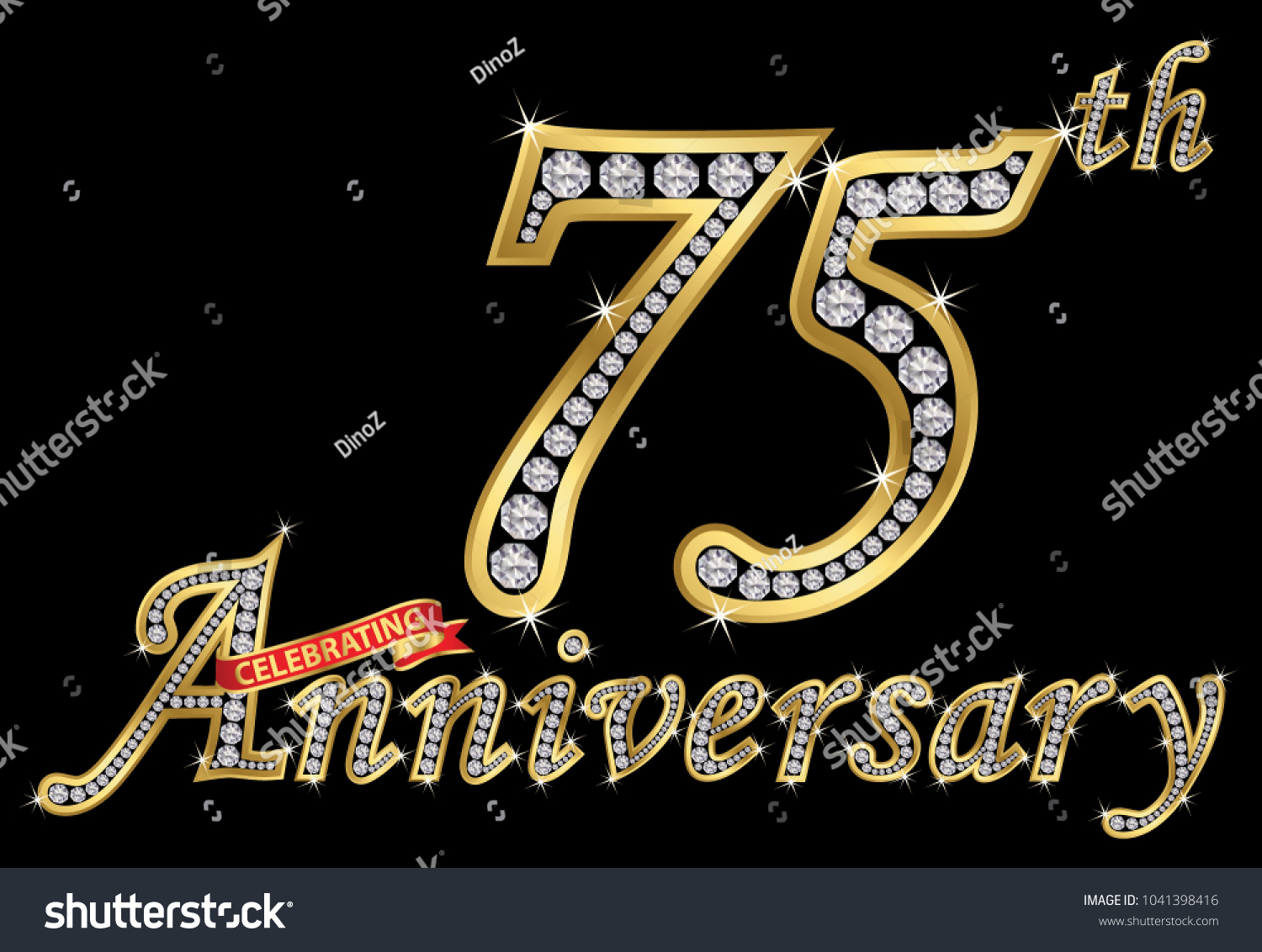 SVG of Celebrating  75th anniversary golden sign with diamonds, vector illustration svg