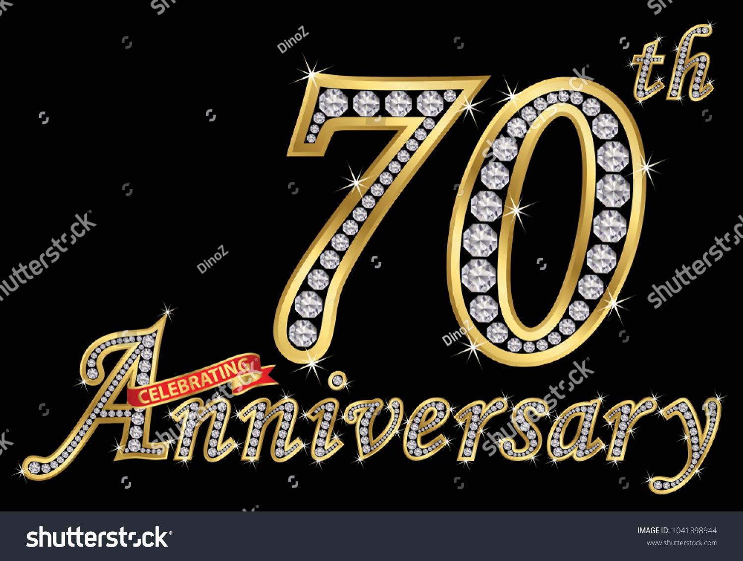 SVG of Celebrating  70th anniversary golden sign with diamonds, vector illustration svg