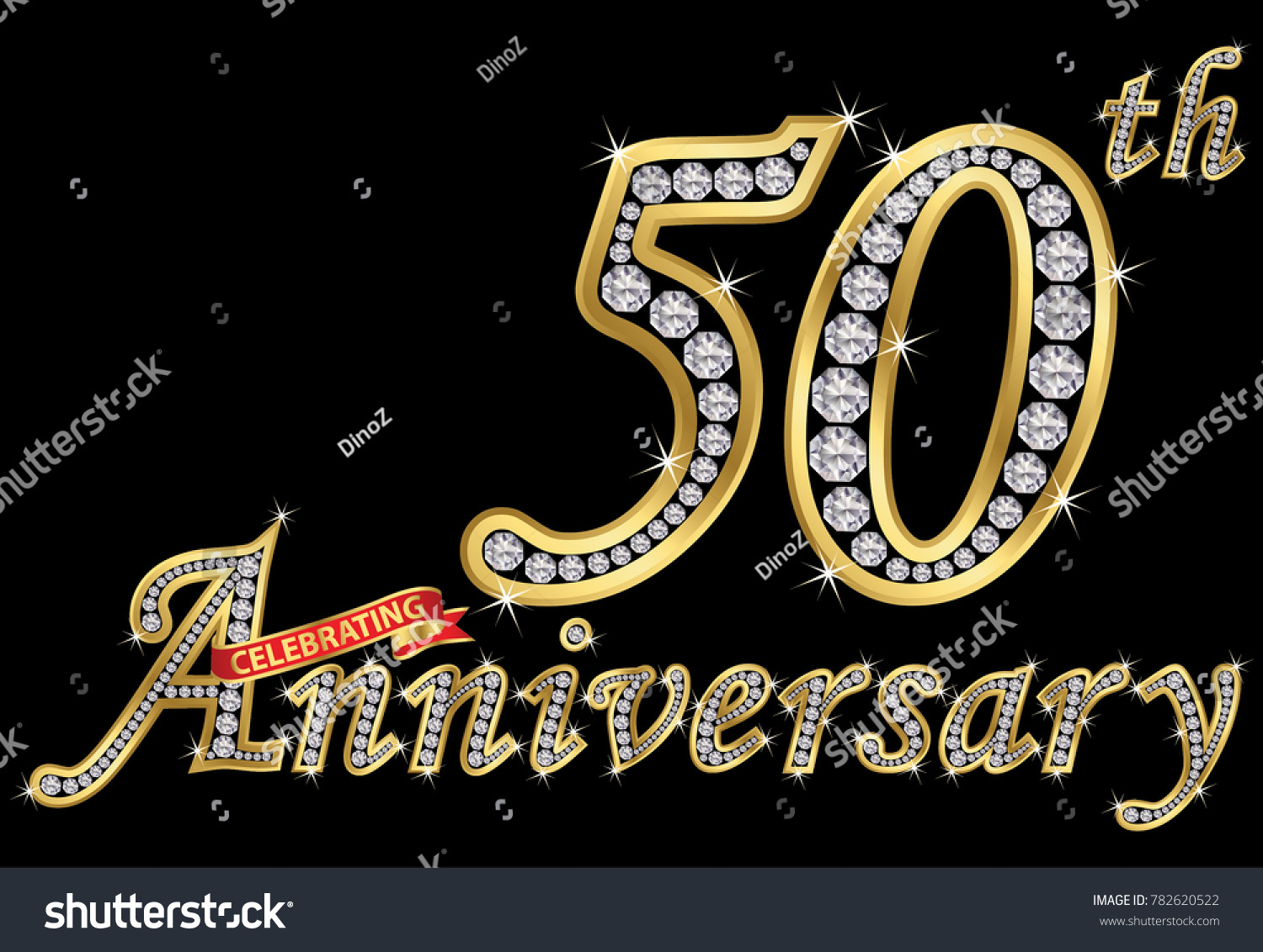 SVG of Celebrating  50th anniversary golden sign with diamonds, vector illustration svg