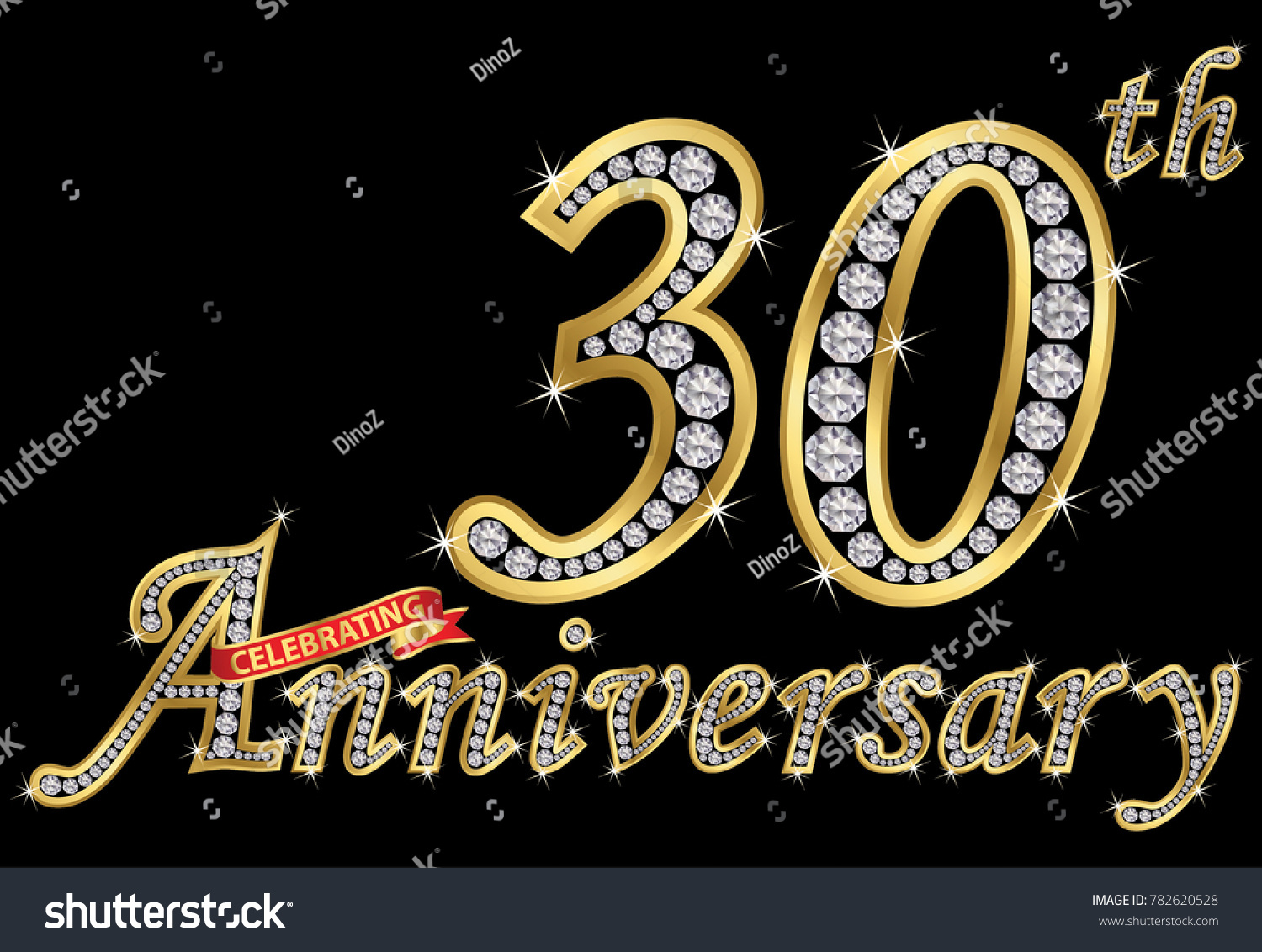 SVG of Celebrating 30 th anniversary golden sign with diamonds, vector illustration svg